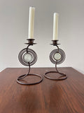 Set of Vintage Metal Spiral Candle Holders