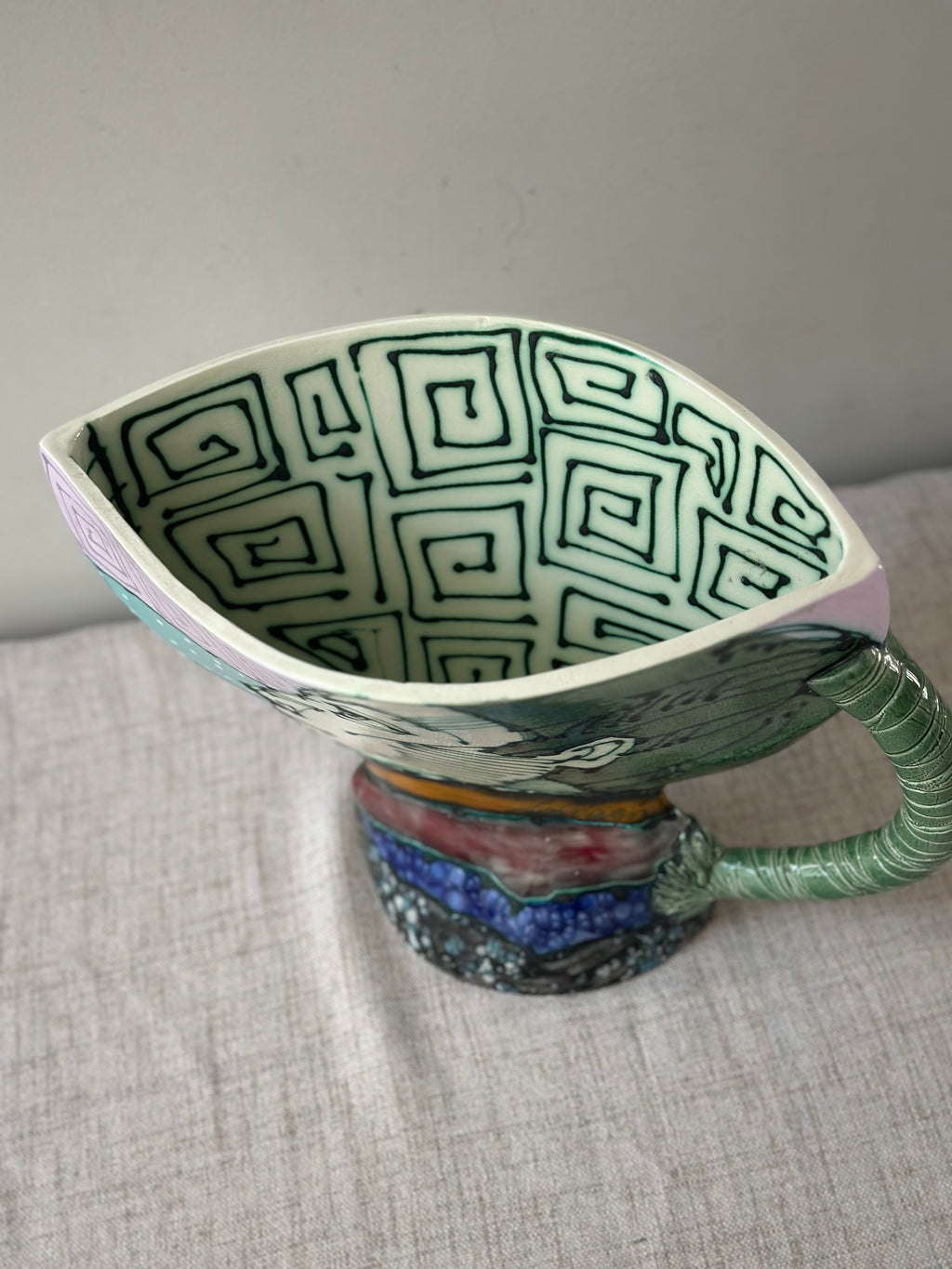 Vintage Saldatis Signed Ceramic Art Chalice