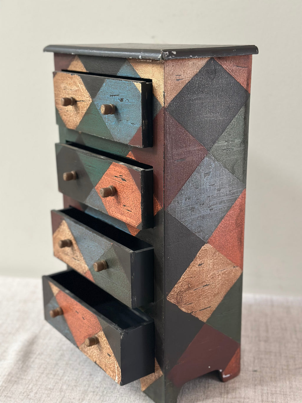 Hand Painted Harlequin Mini Chest of Drawers