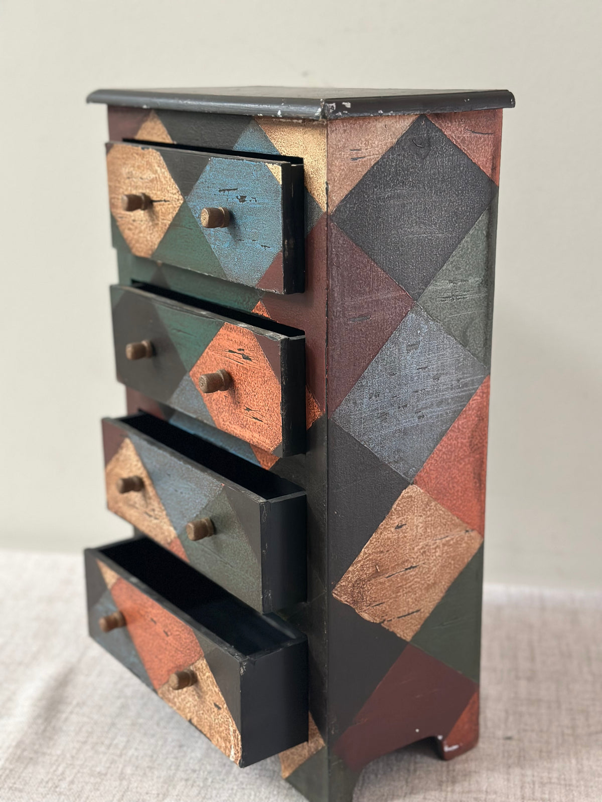 Hand Painted Harlequin Mini Chest of Drawers