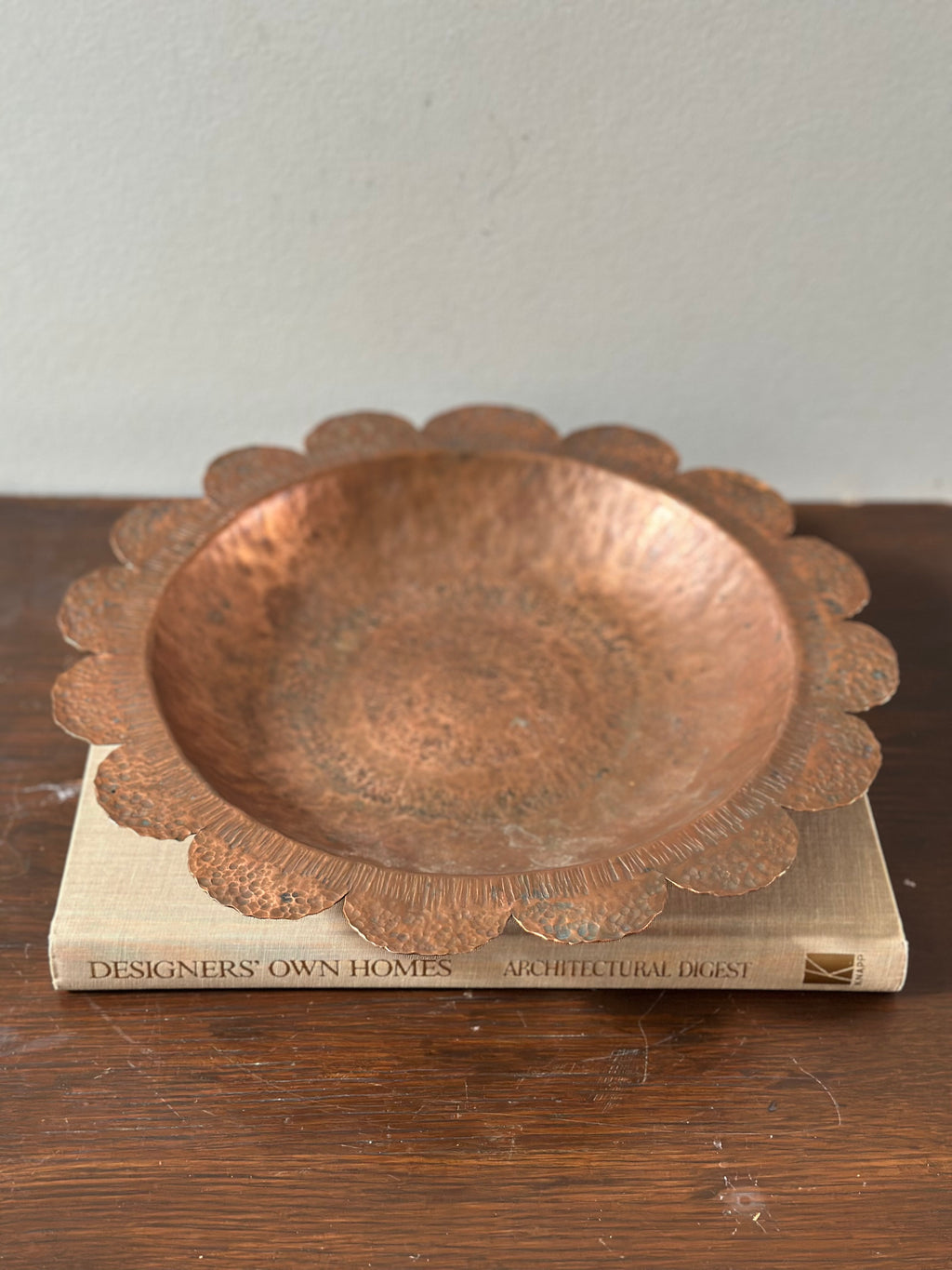 Solid Copper Scalloped Bowl