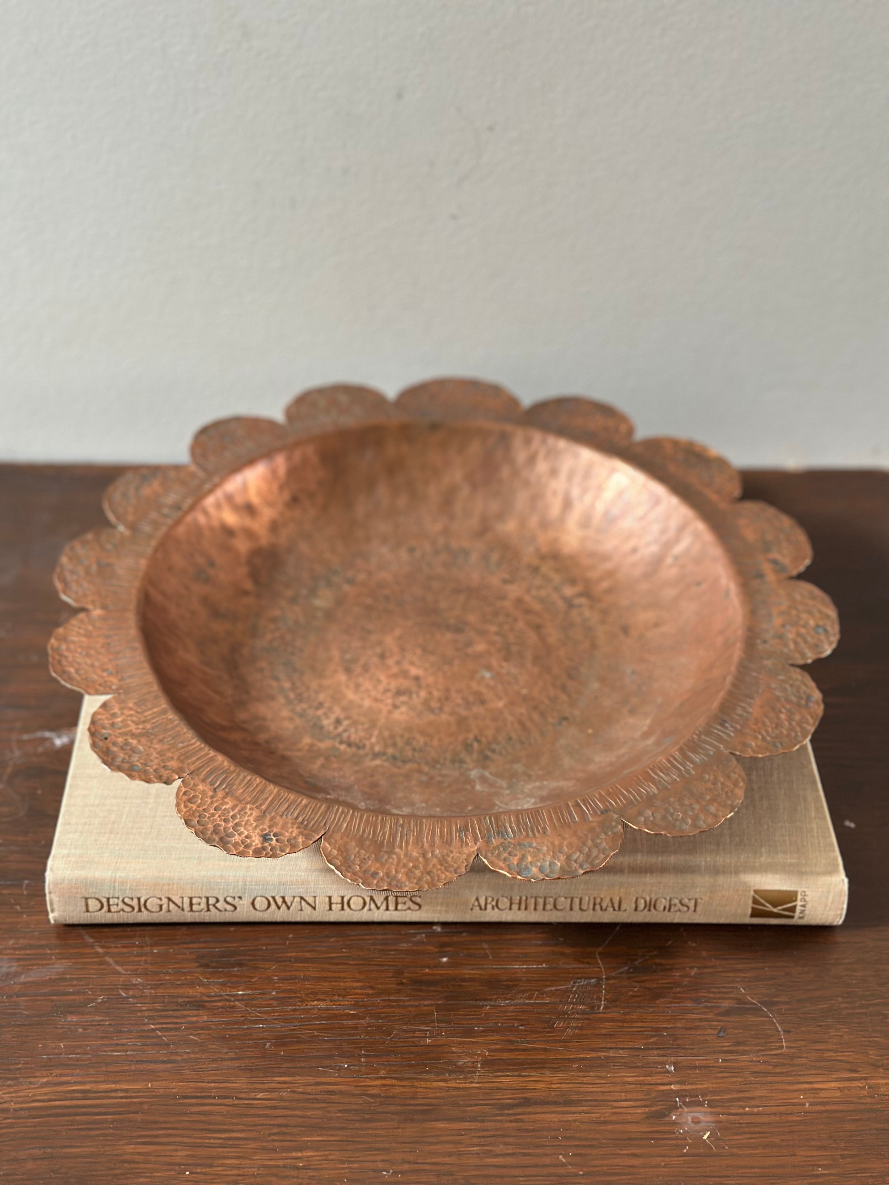Solid Copper Scalloped Bowl