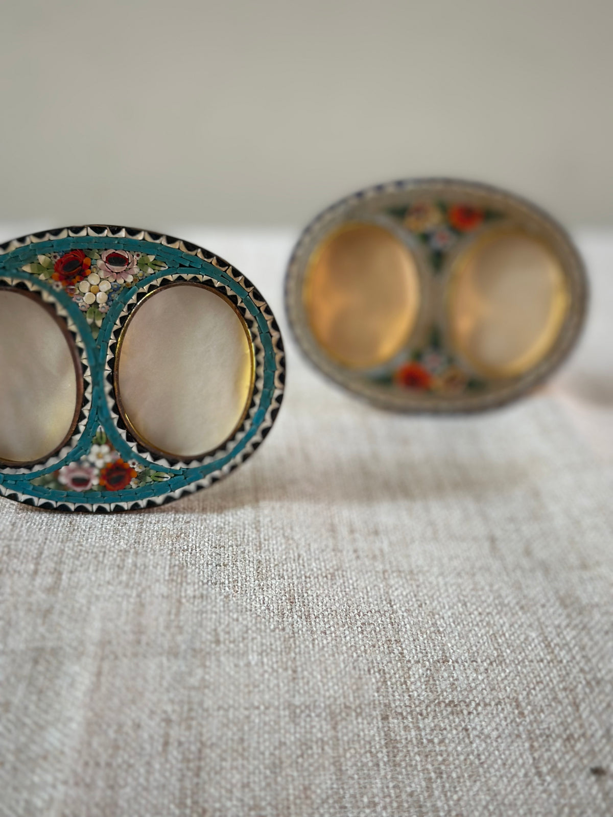 Vintage Italian Micro-Mosaic Double Oval Picture Frame