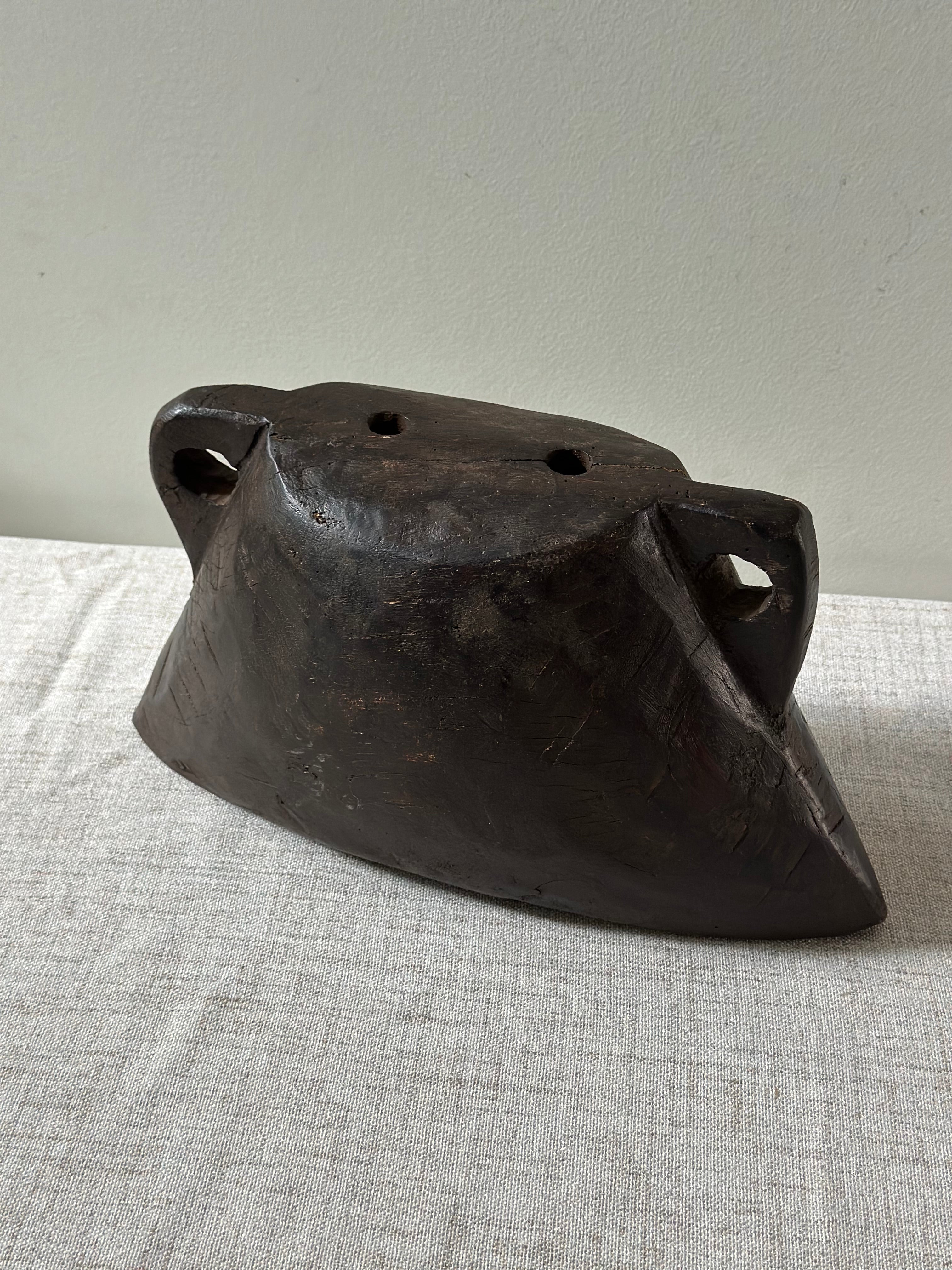 Antique Hand Carved Wooden Cow Bell