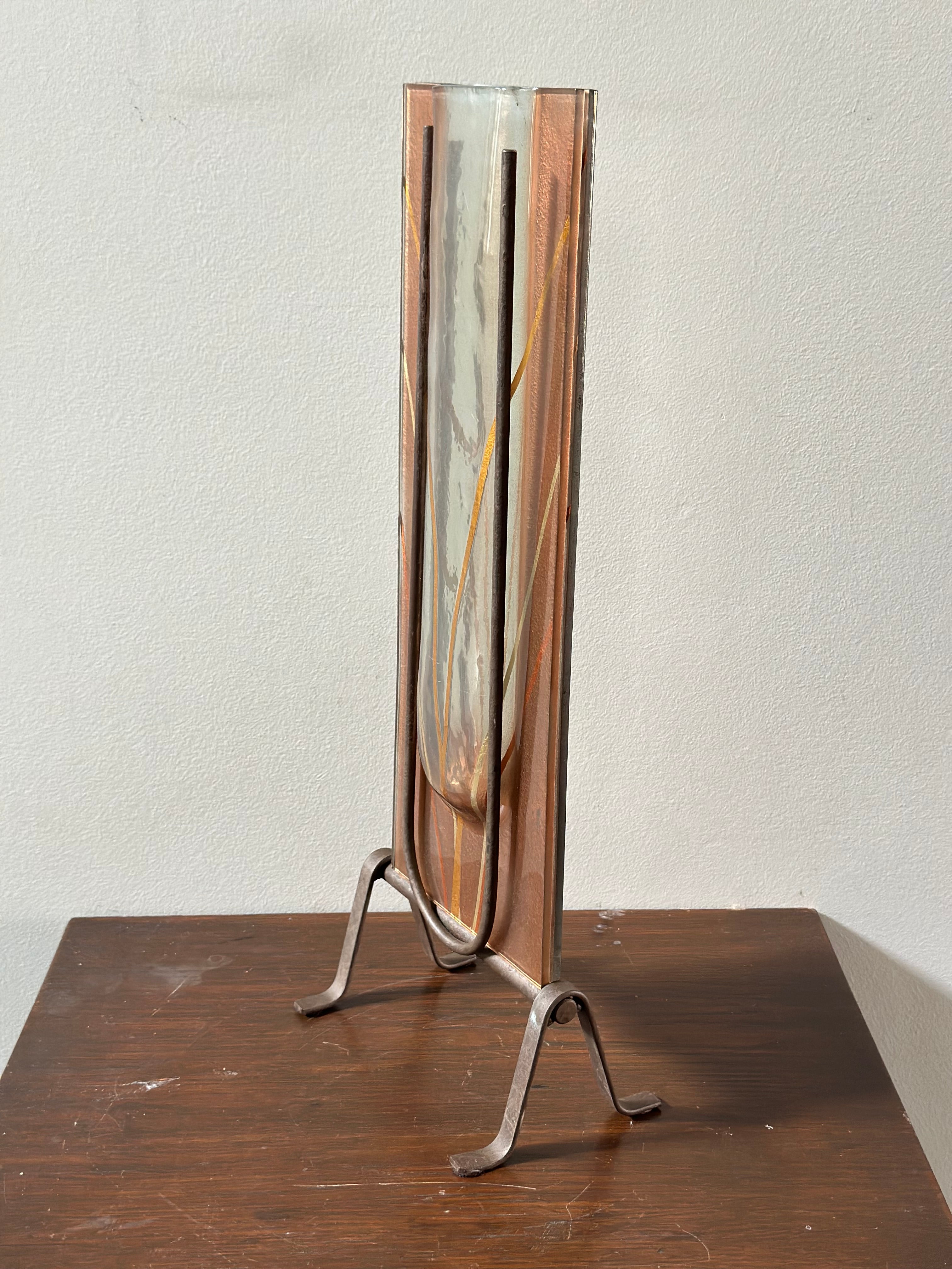 Mark Hines Signed Art Glass Vase