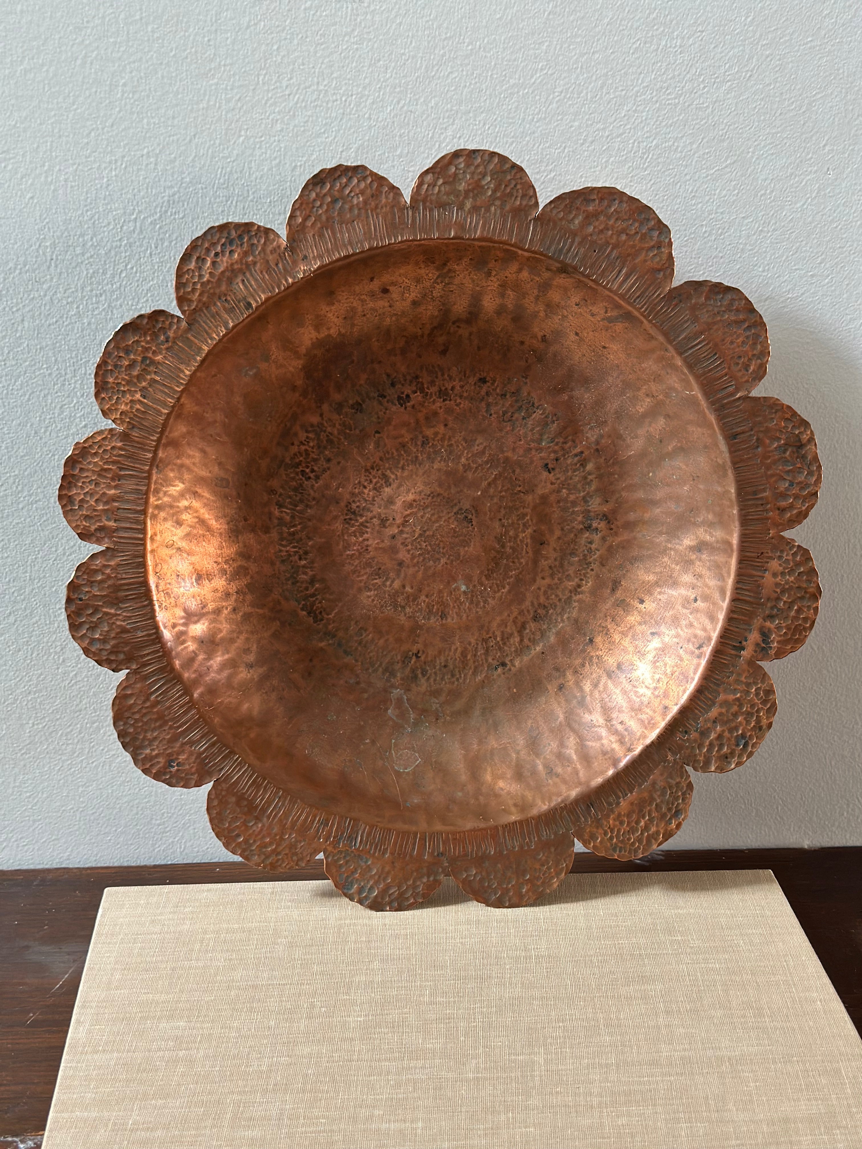 Solid Copper Scalloped Bowl