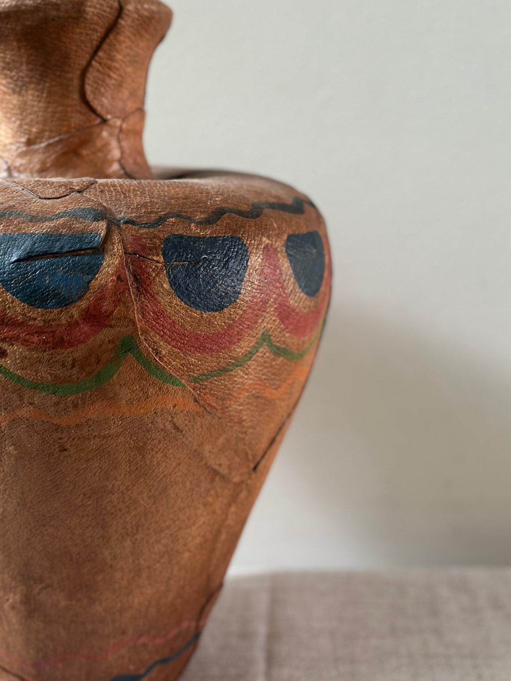 Leather Wrapped Painted Vase