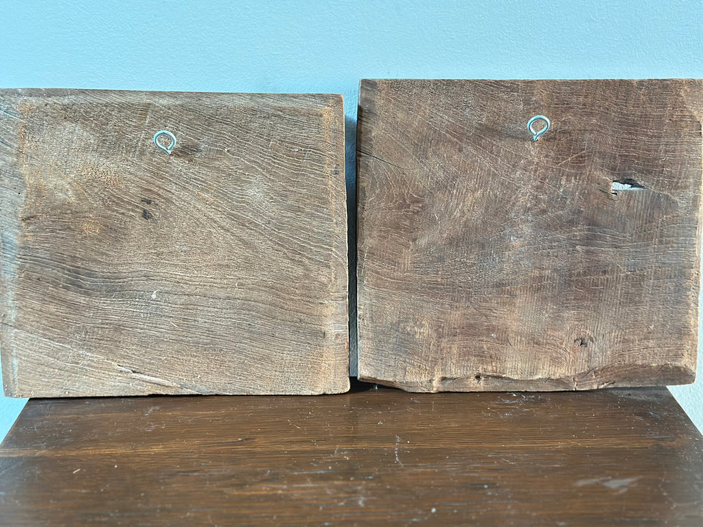 Two Hand Carved Wood Hangings