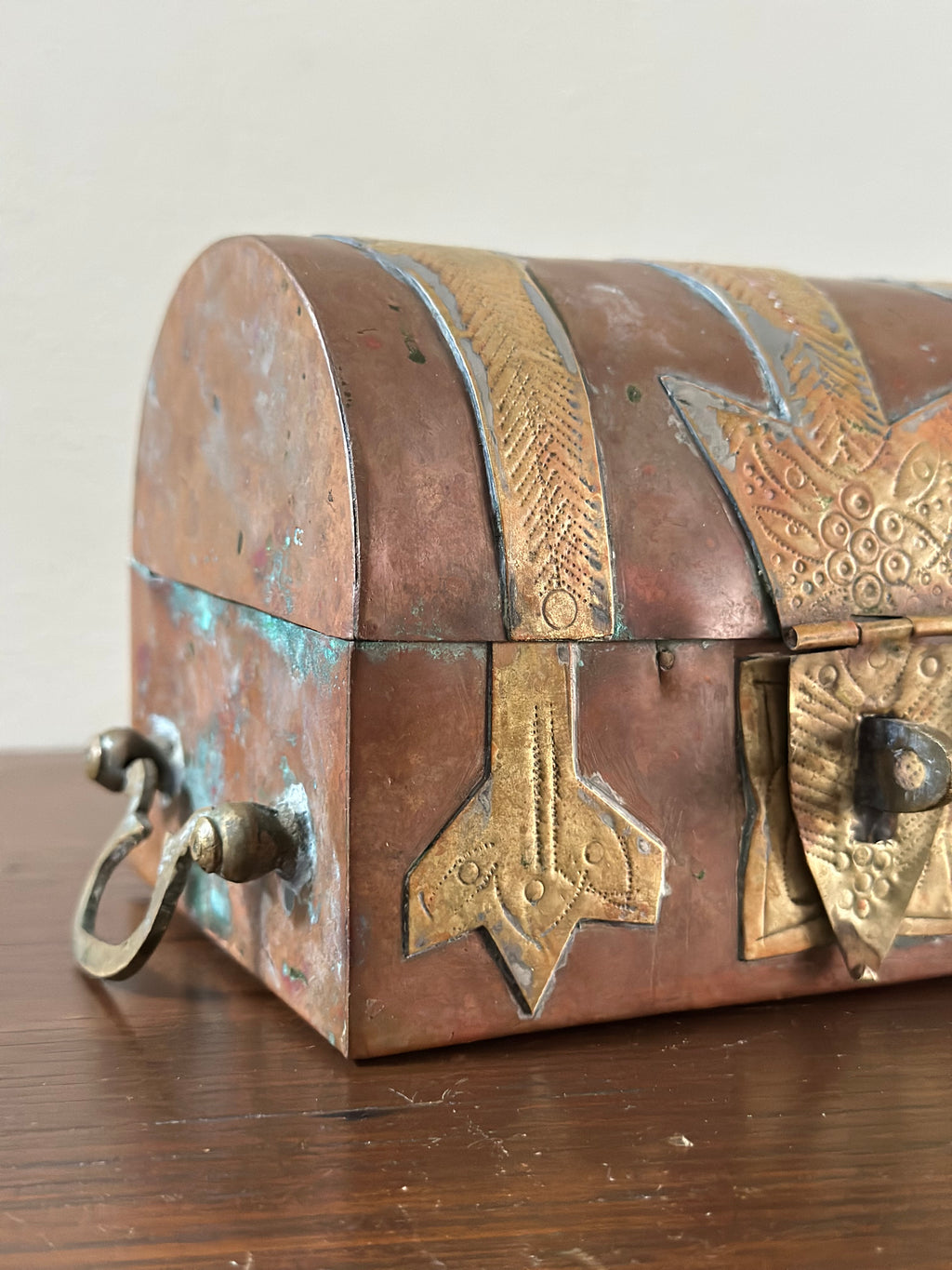 Antique Copper and Brass Strongbox