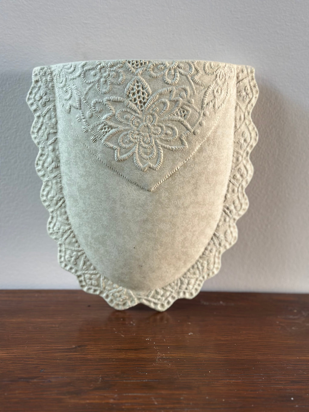 Lace Embossed Ceramic Wall Pocket