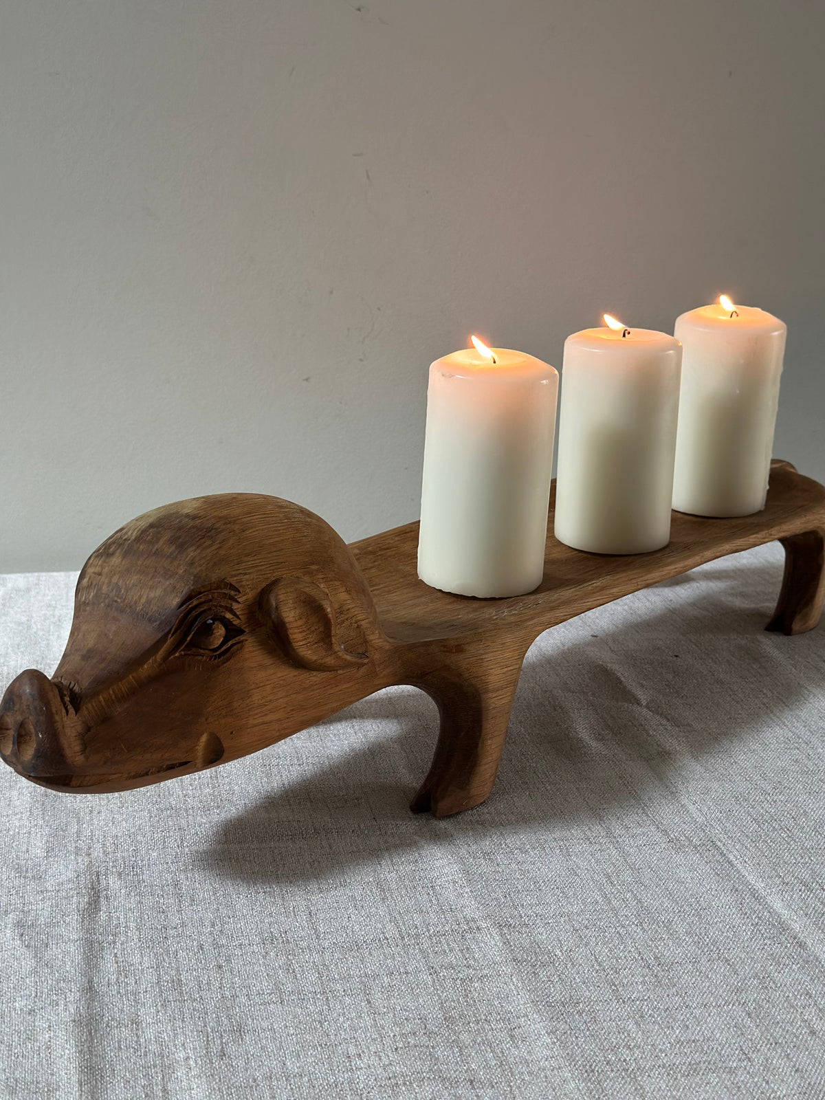 Hand Carved Wooden Pig Tray