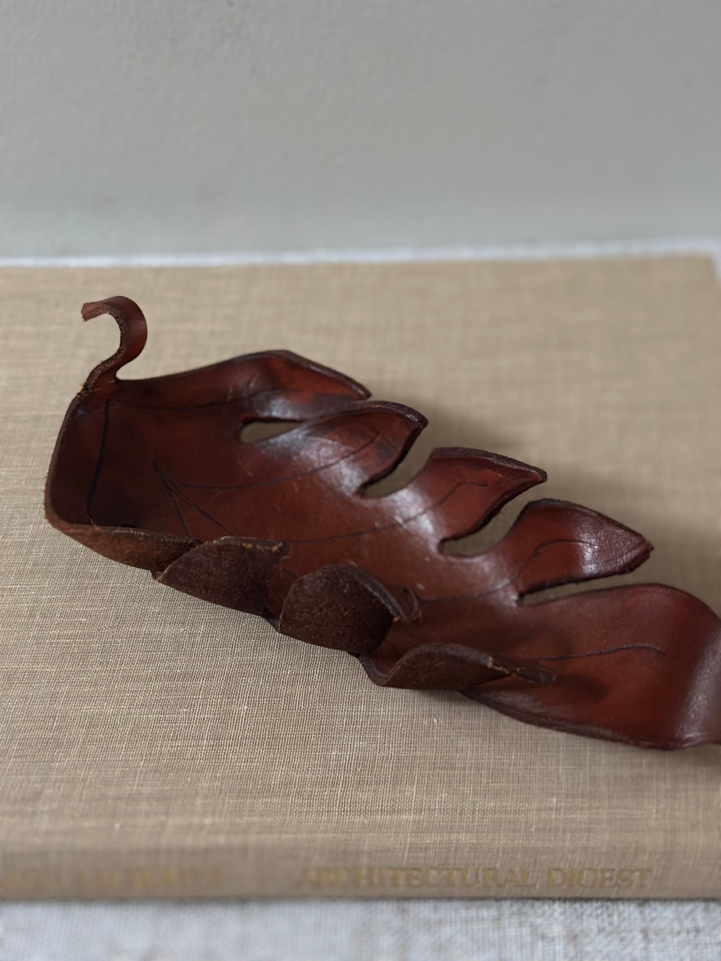 Handmade Leather Leaf Tray