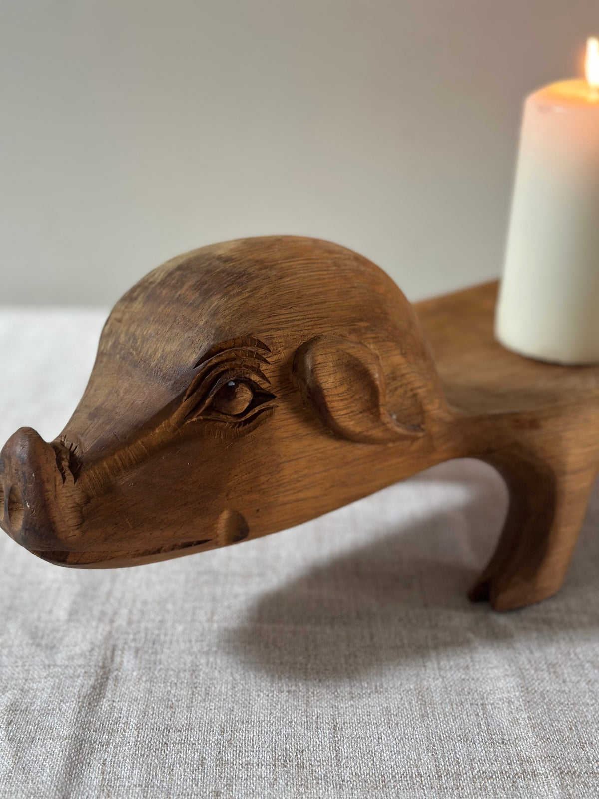 Hand Carved Wooden Pig Tray