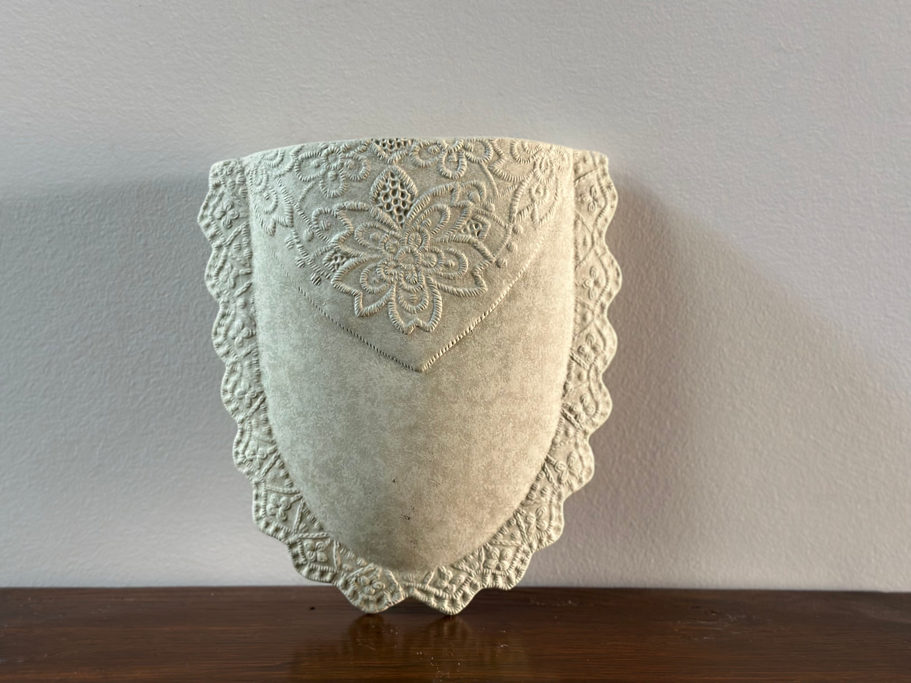 Lace Embossed Ceramic Wall Pocket