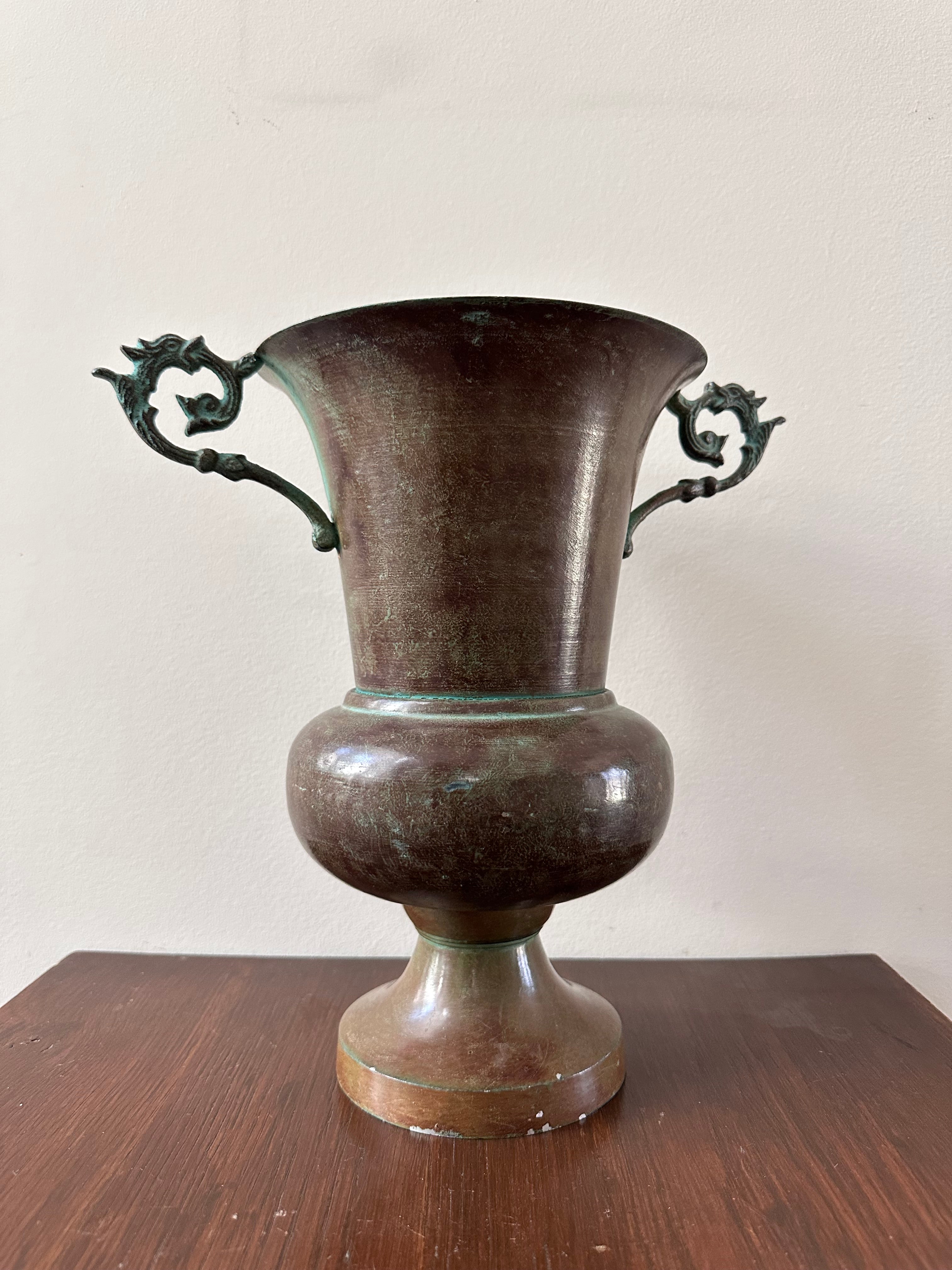 Vintage Metal Urn Vase