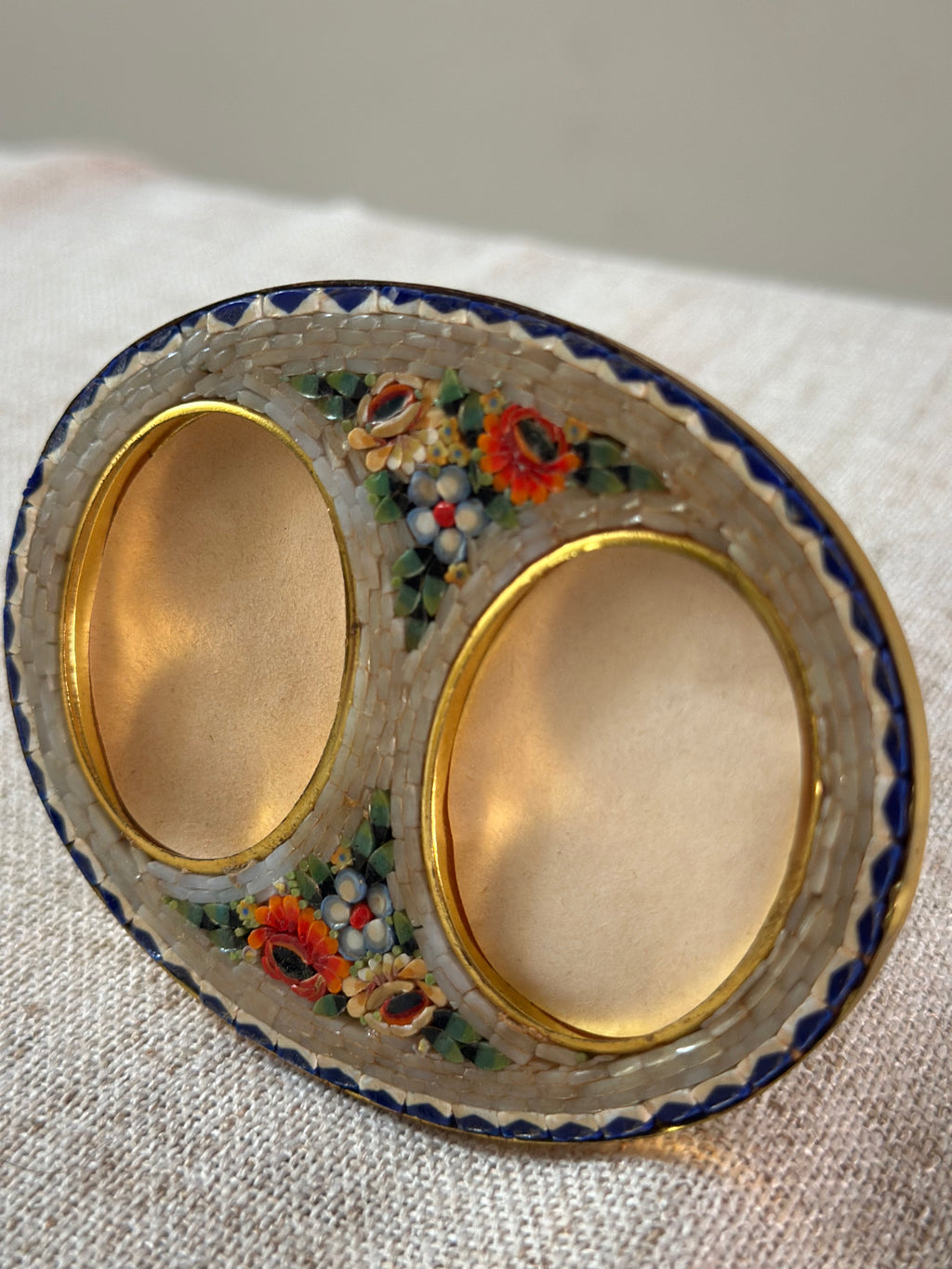 Vintage Italian Micro-Mosaic Double Oval Picture Frame