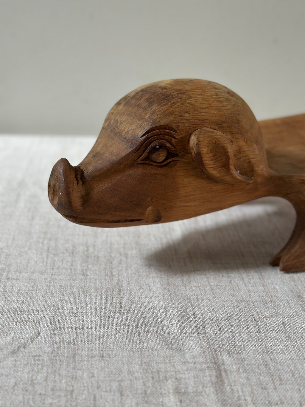 Hand Carved Wooden Pig Tray