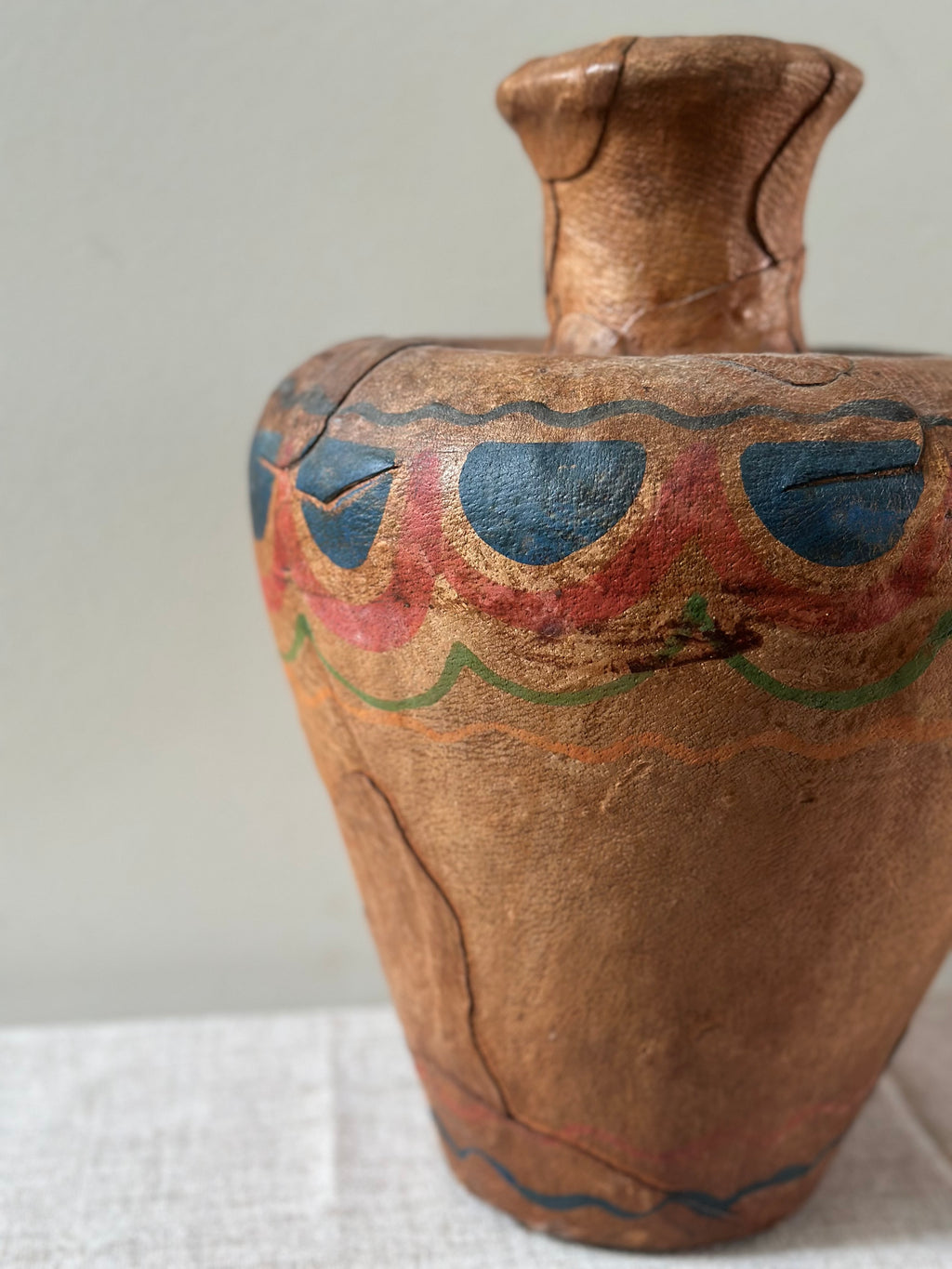 Leather Wrapped Painted Vase