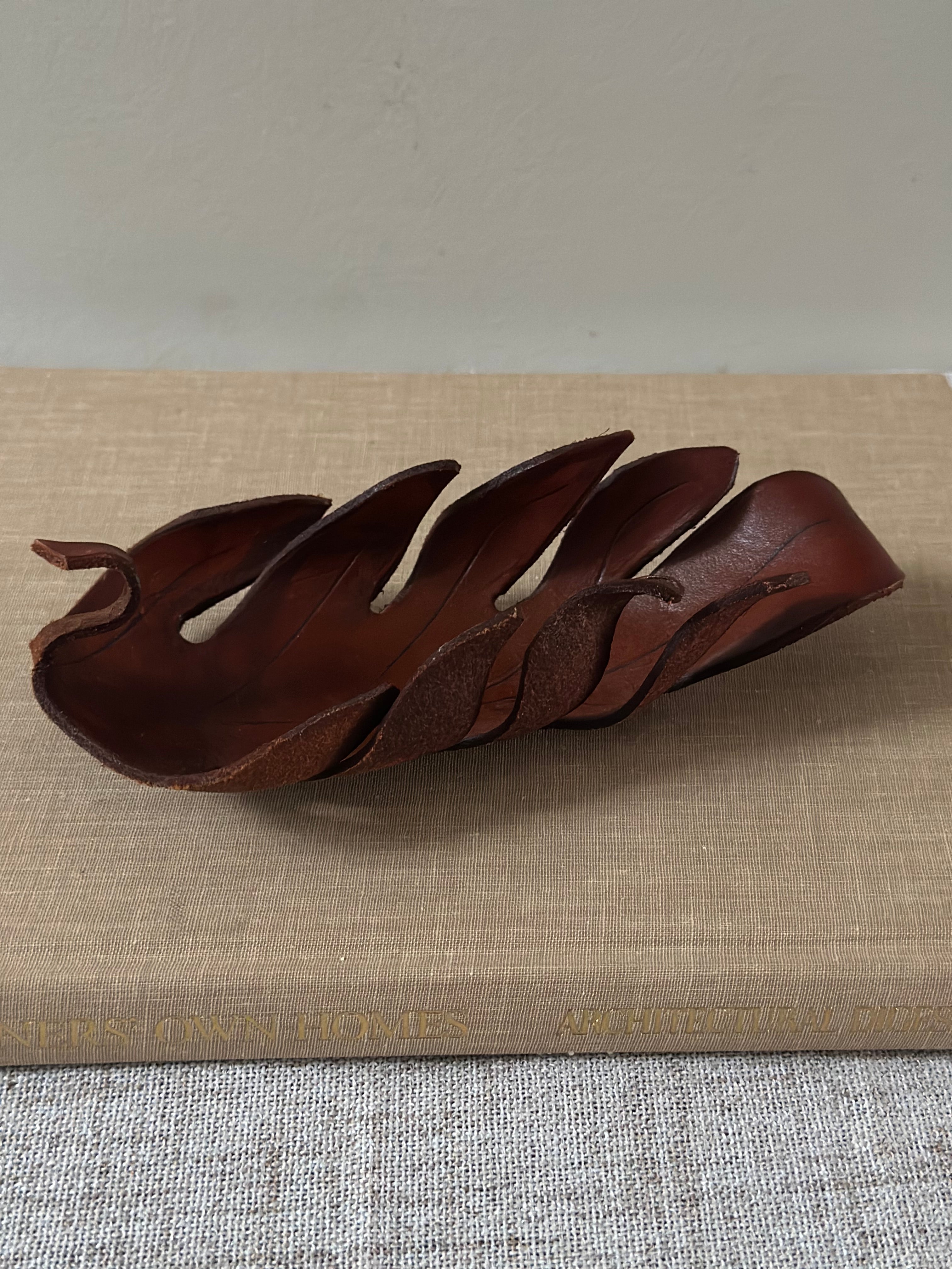 Handmade Leather Leaf Tray