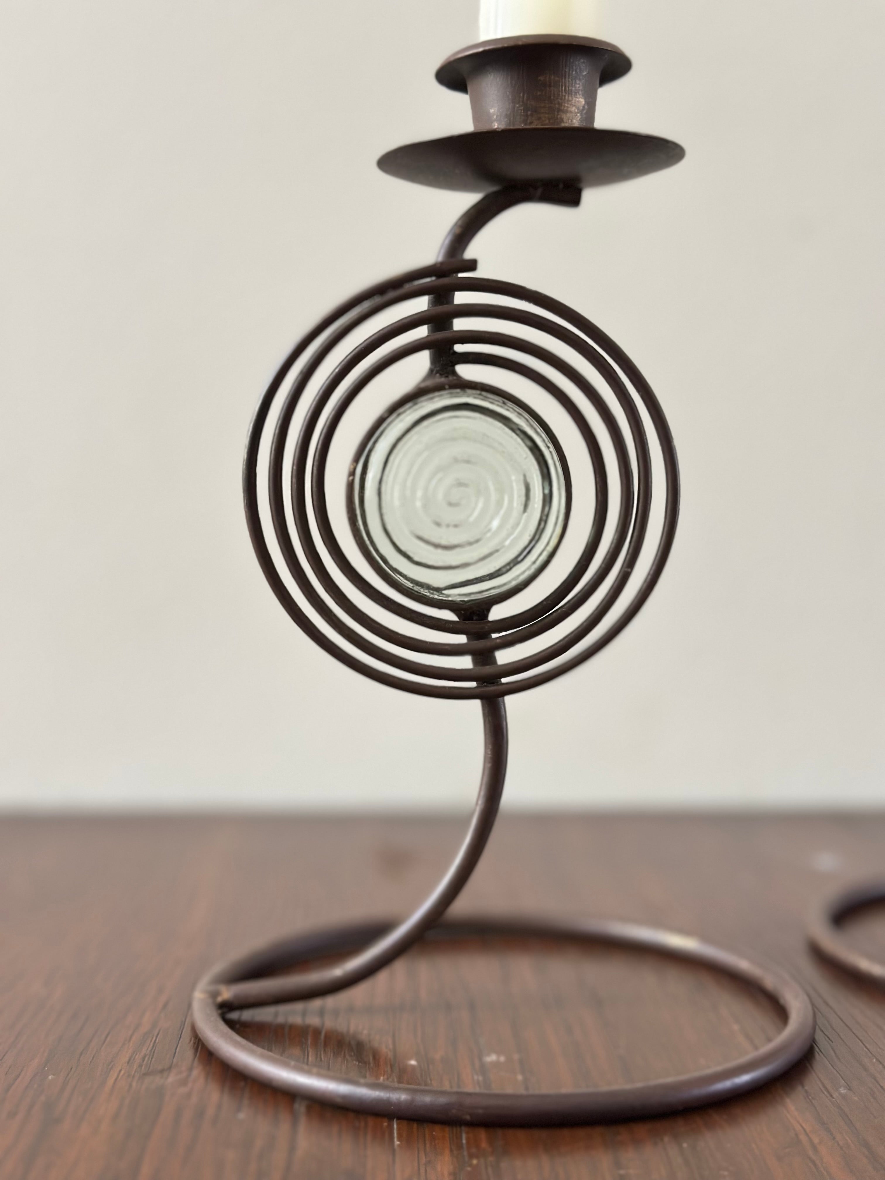 Set of Vintage Metal Spiral Candle Holders