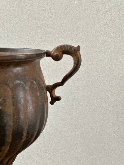 Antique Copper Two Handled Metal Cup