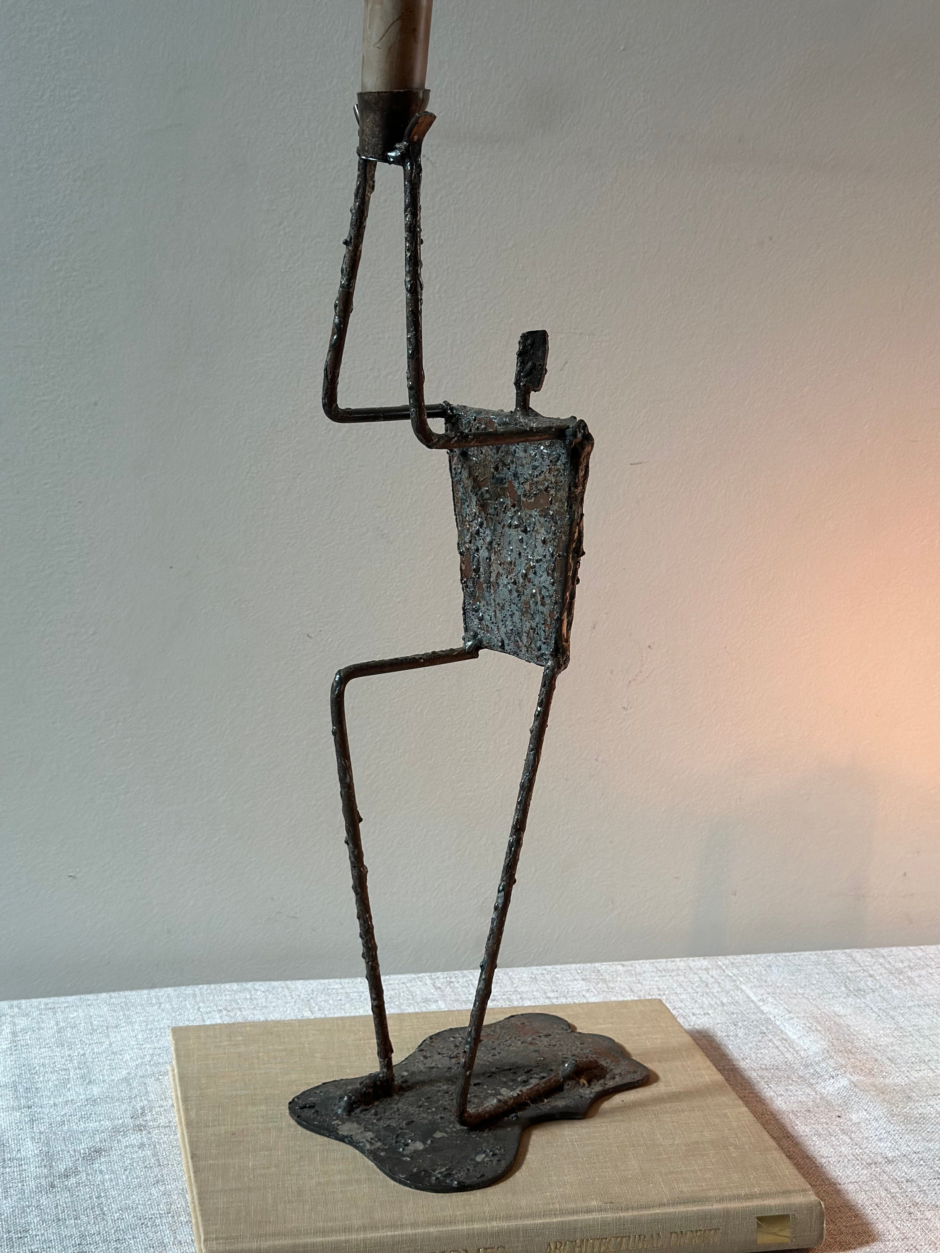 Vintage Brutalist Kneeling Man Candlestick