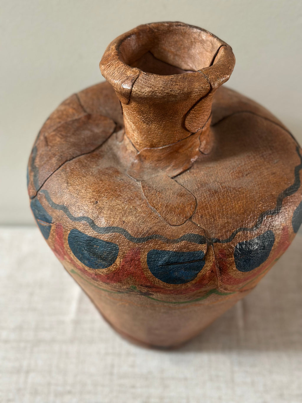 Leather Wrapped Painted Vase