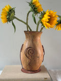 Mexican Ceramic & Metal Swirl Vase