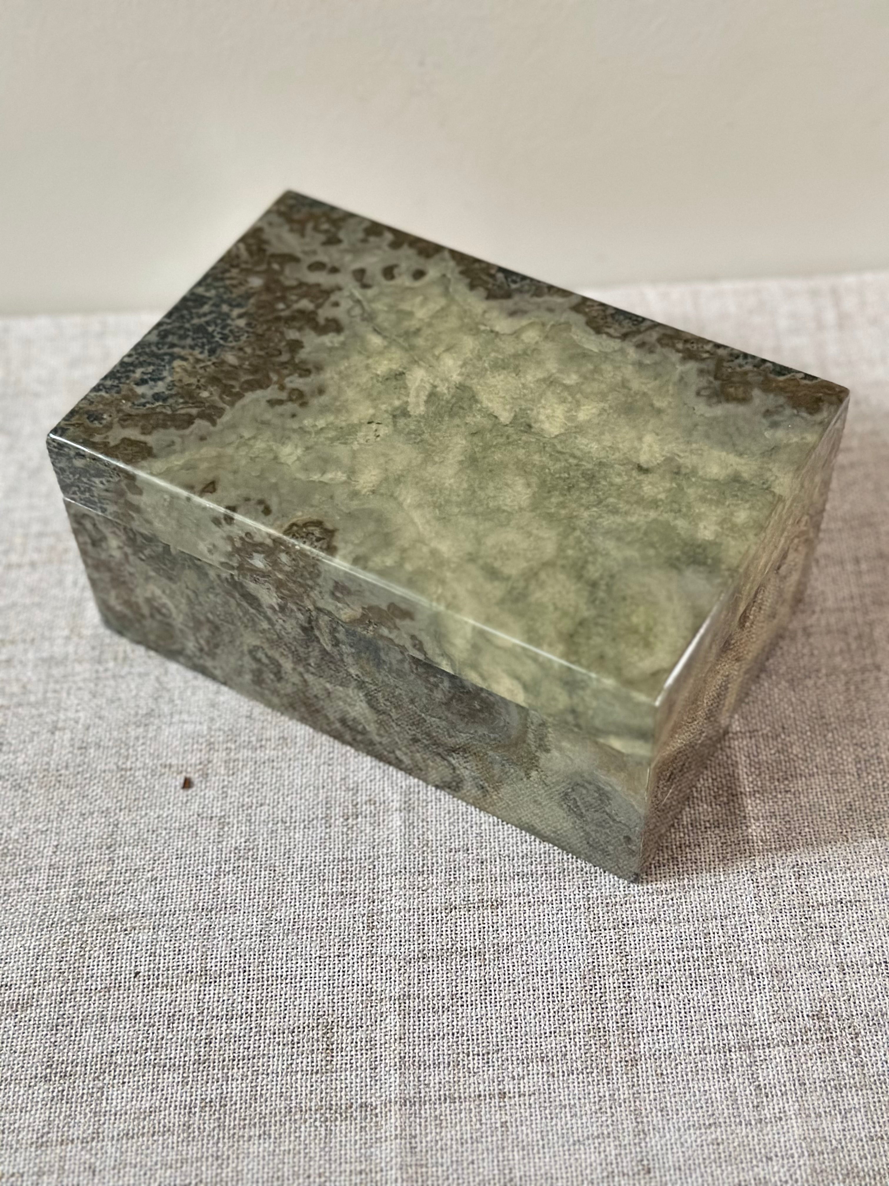 Green Faux Marble Trinket Box