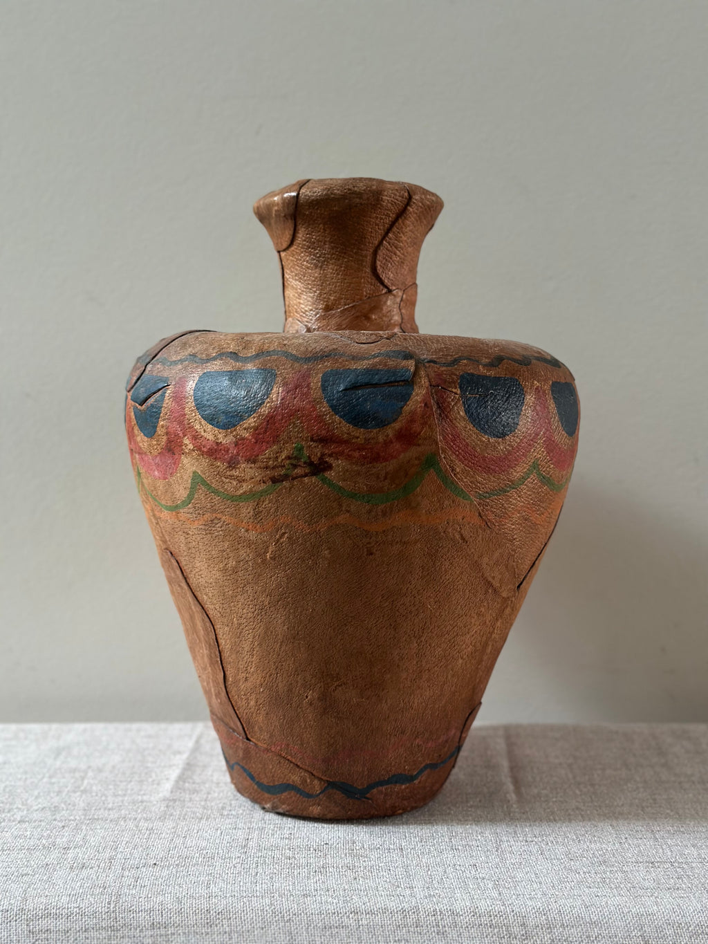 Leather Wrapped Painted Vase