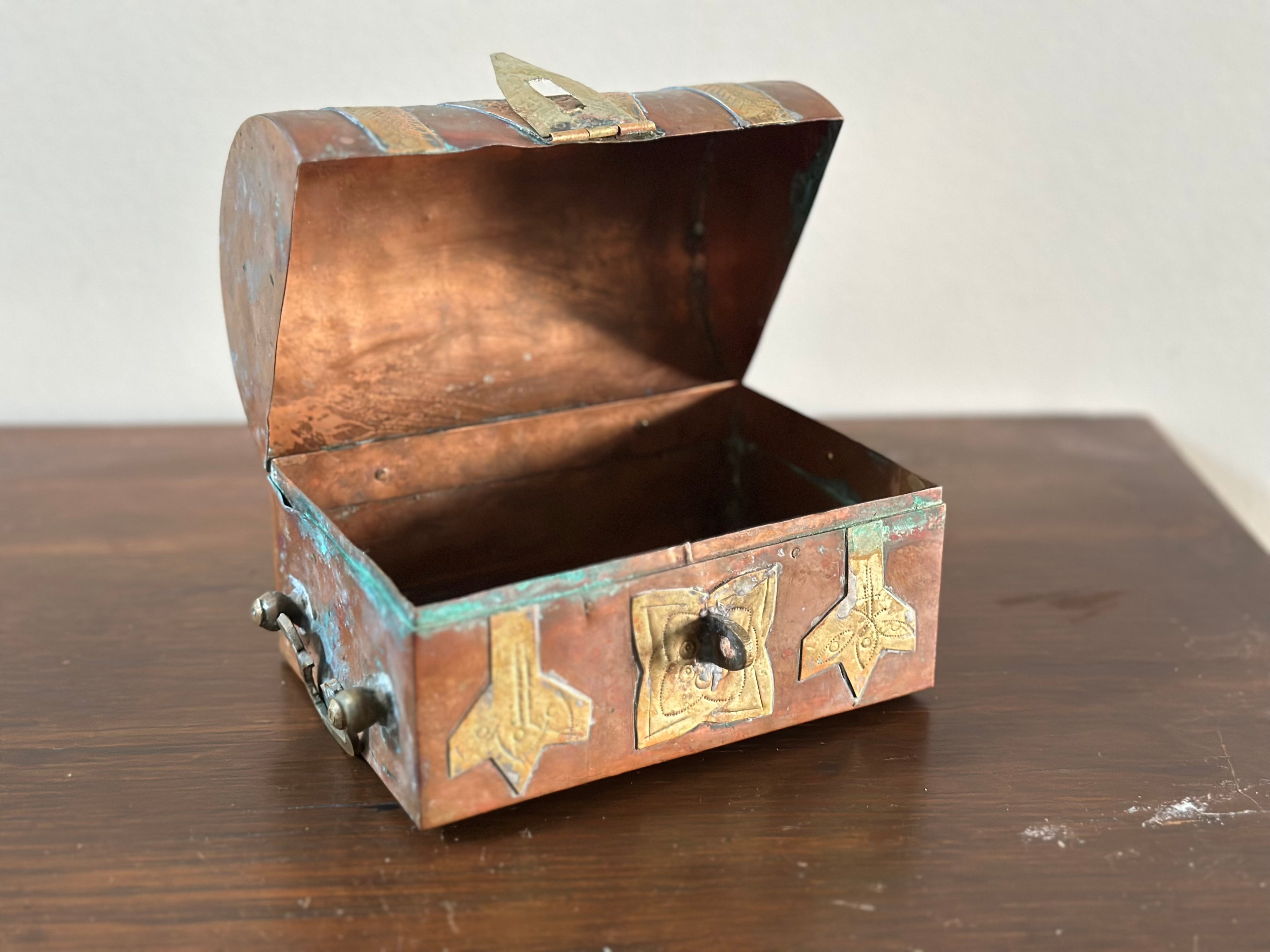 Antique Copper and Brass Strongbox