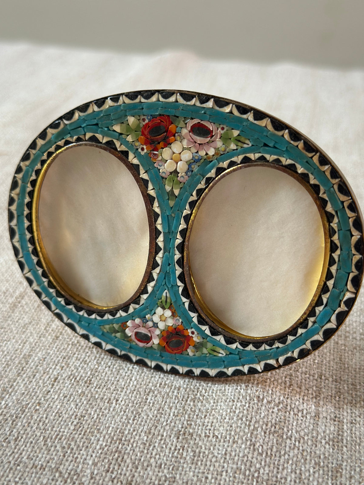 Vintage Italian Micro-Mosaic Double Oval Picture Frame