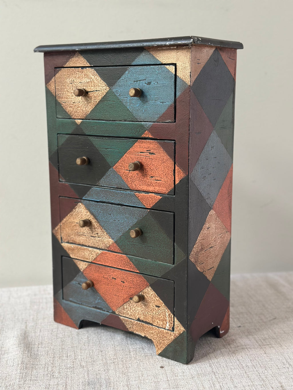 Hand Painted Harlequin Mini Chest of Drawers