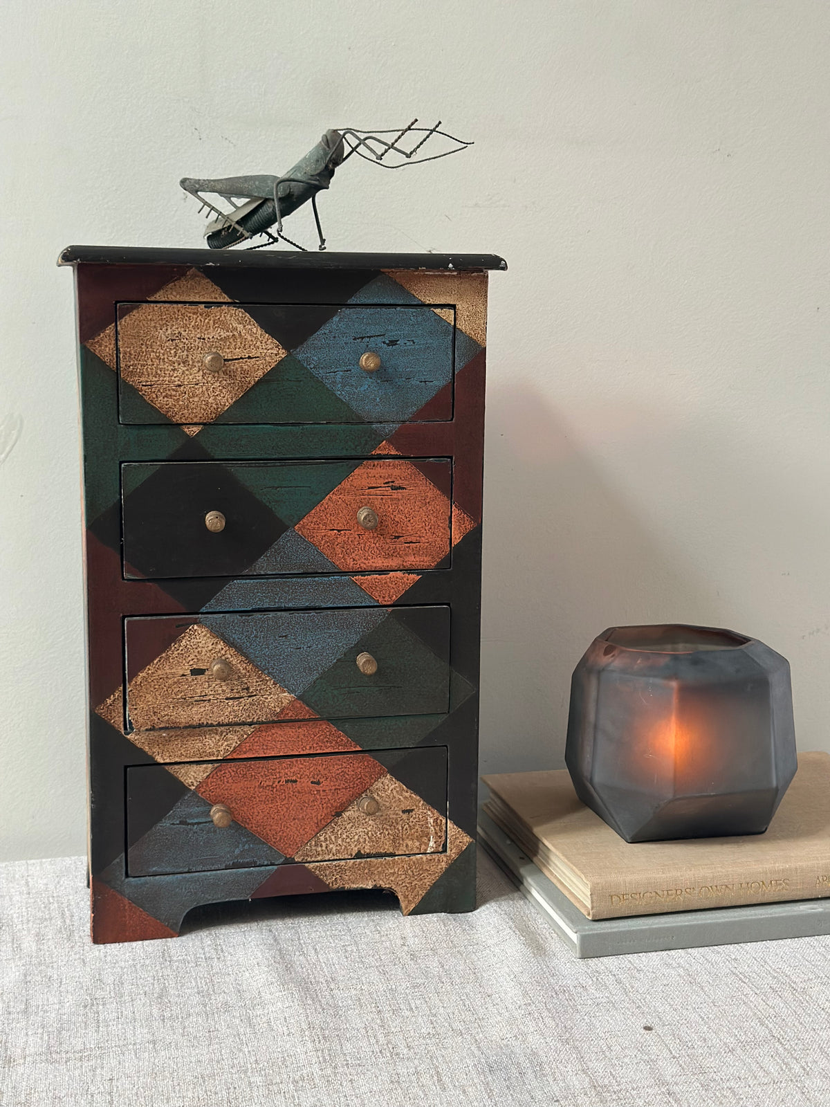 Hand Painted Harlequin Mini Chest of Drawers