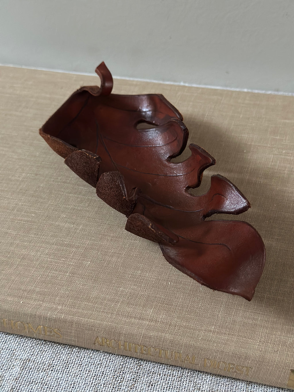 Handmade Leather Leaf Tray
