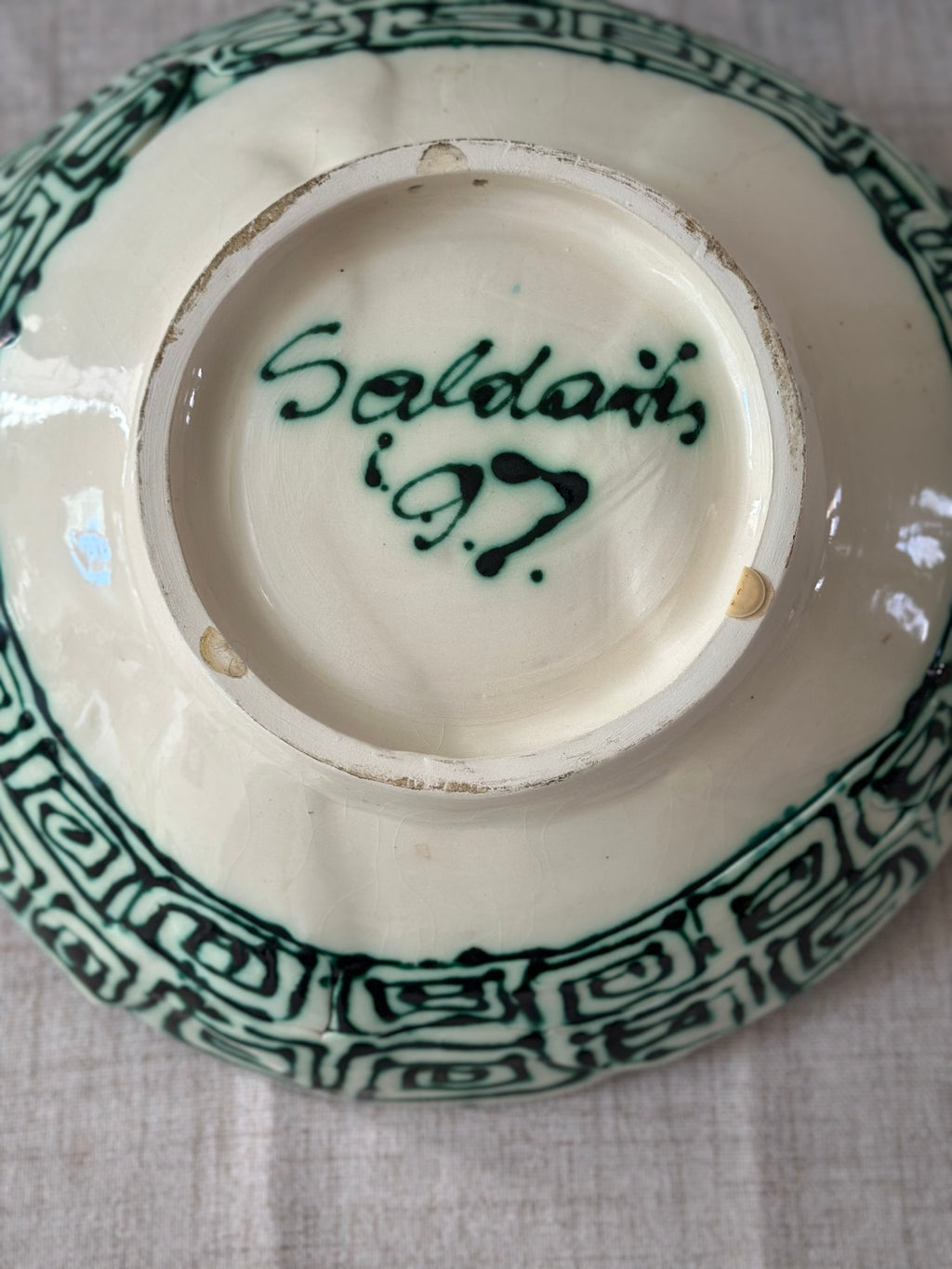 Vintage Saldatis Signed Ceramic Art Bowl