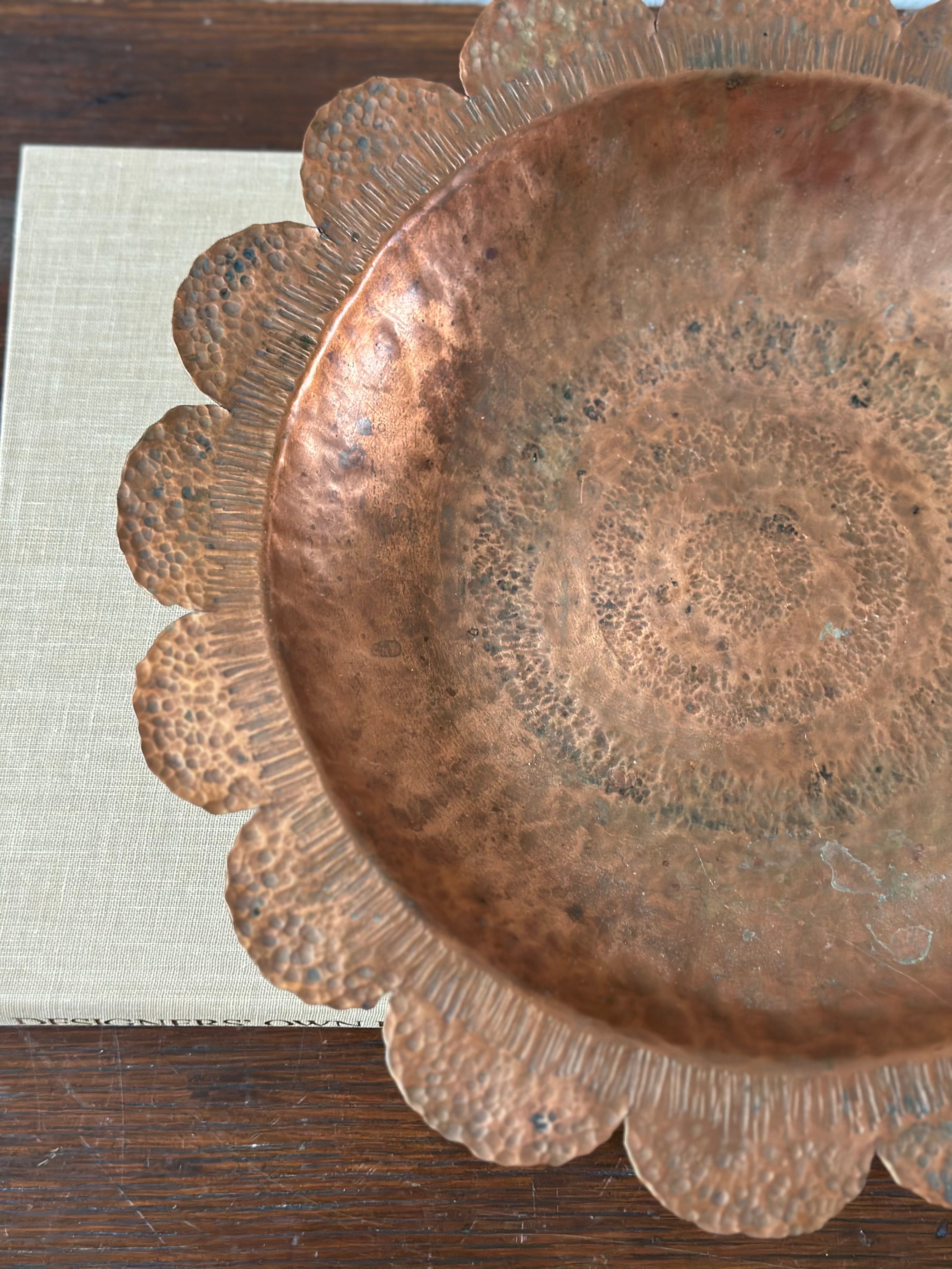 Solid Copper Scalloped Bowl