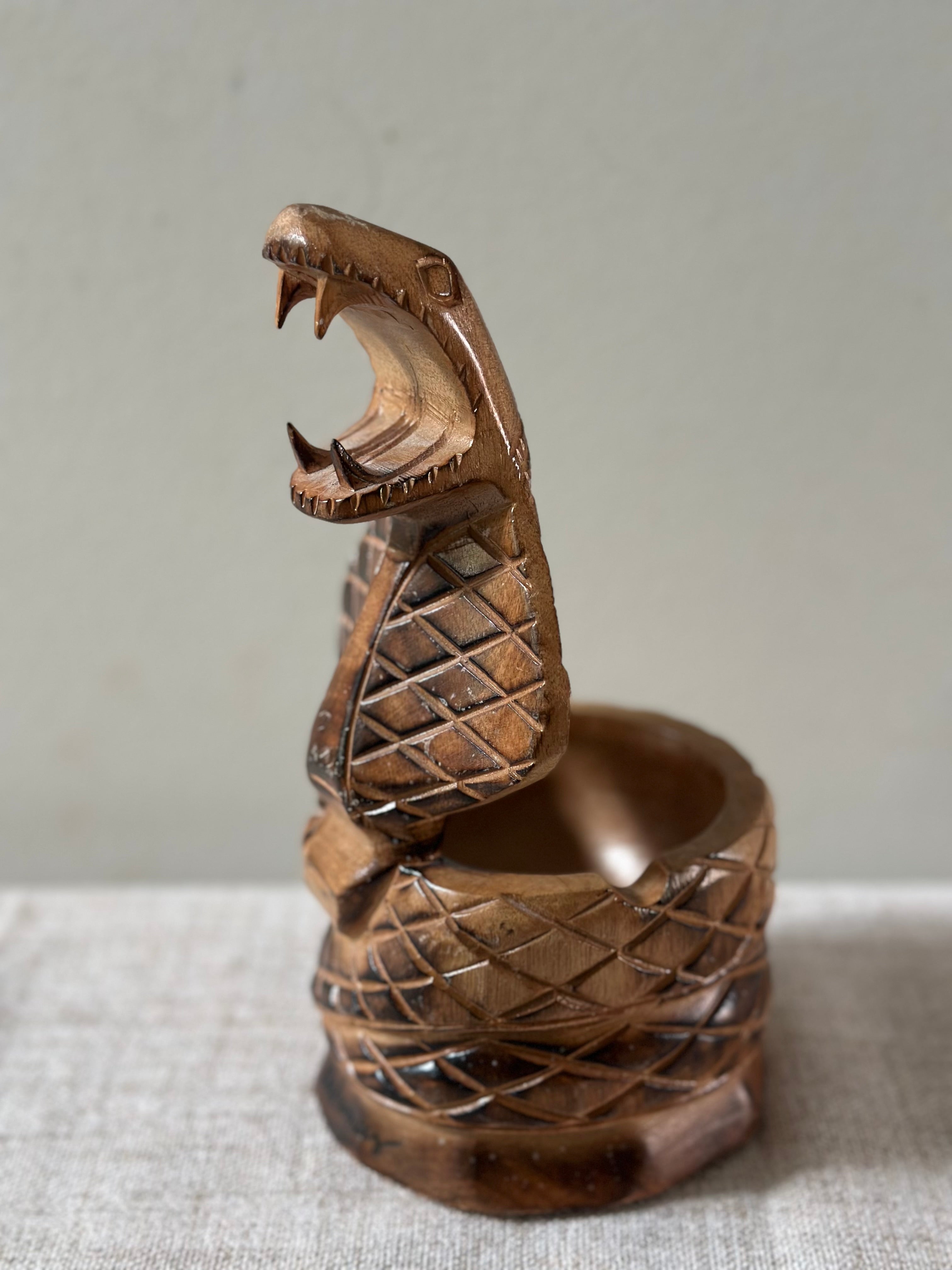 Hand Carved Wooden Cobra