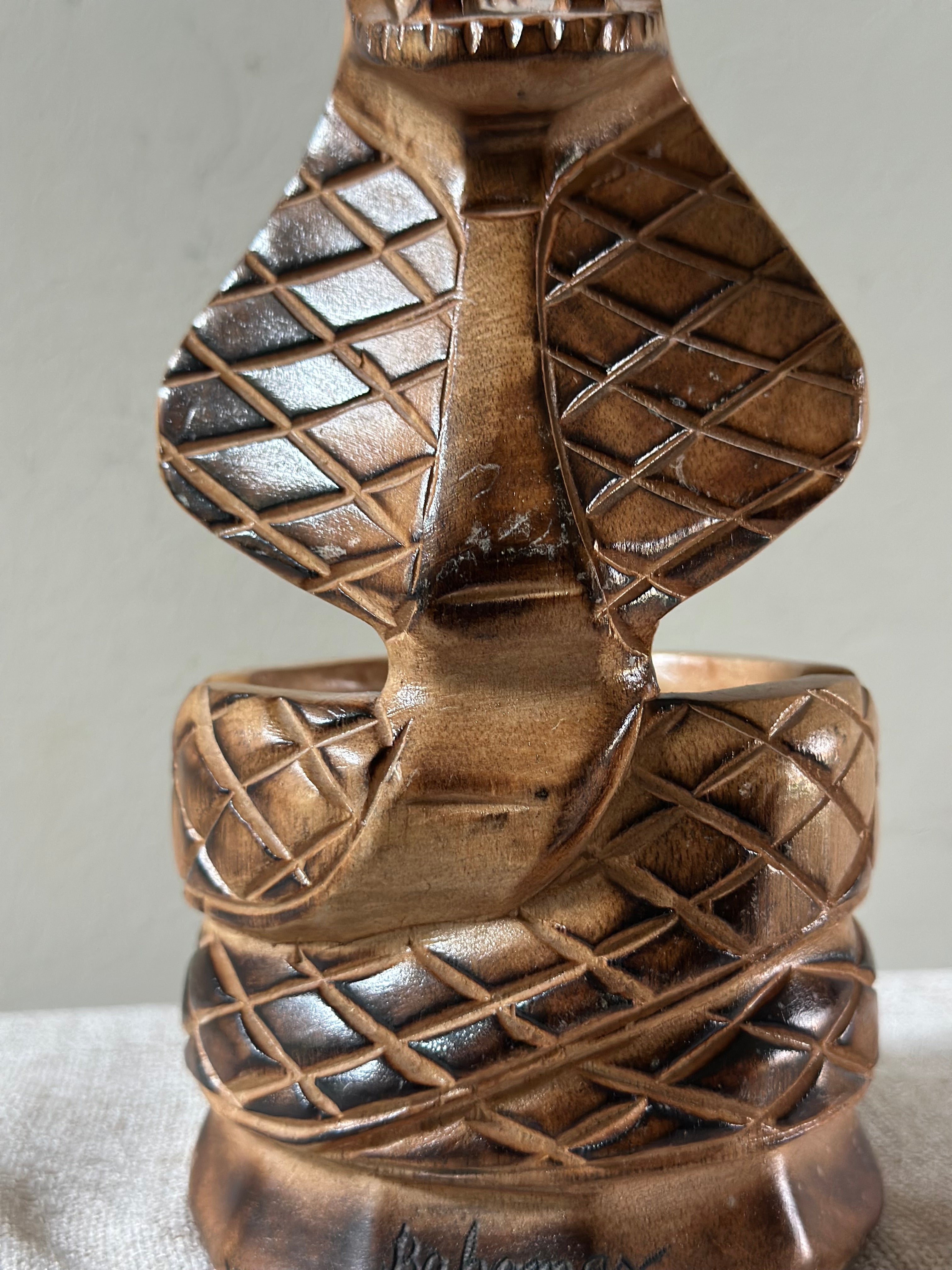 Hand Carved Wooden Cobra