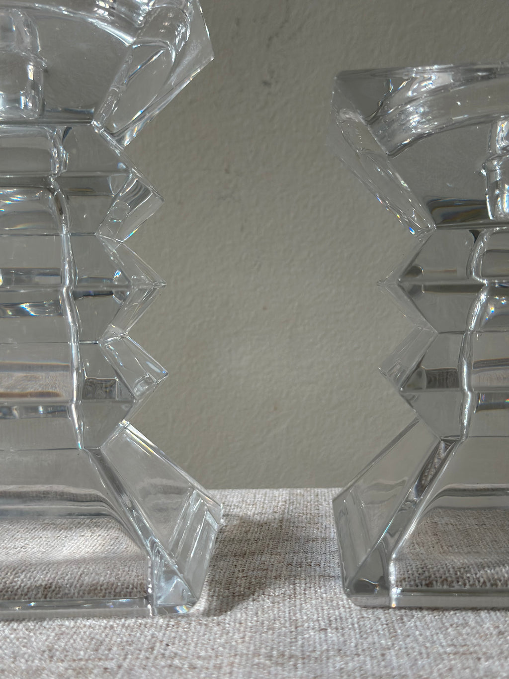 Vintage Zig Zag Crystal Candle Holders