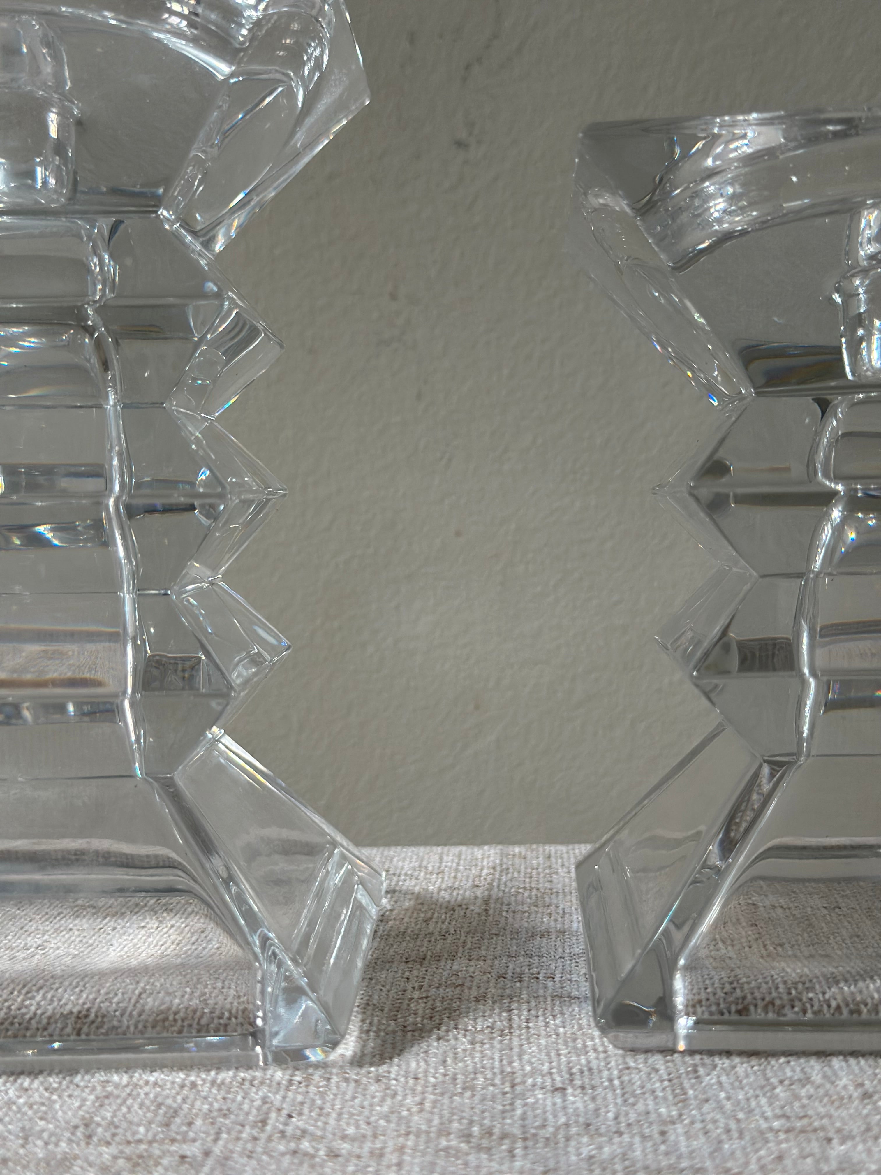 Vintage Zig Zag Crystal Candle Holders
