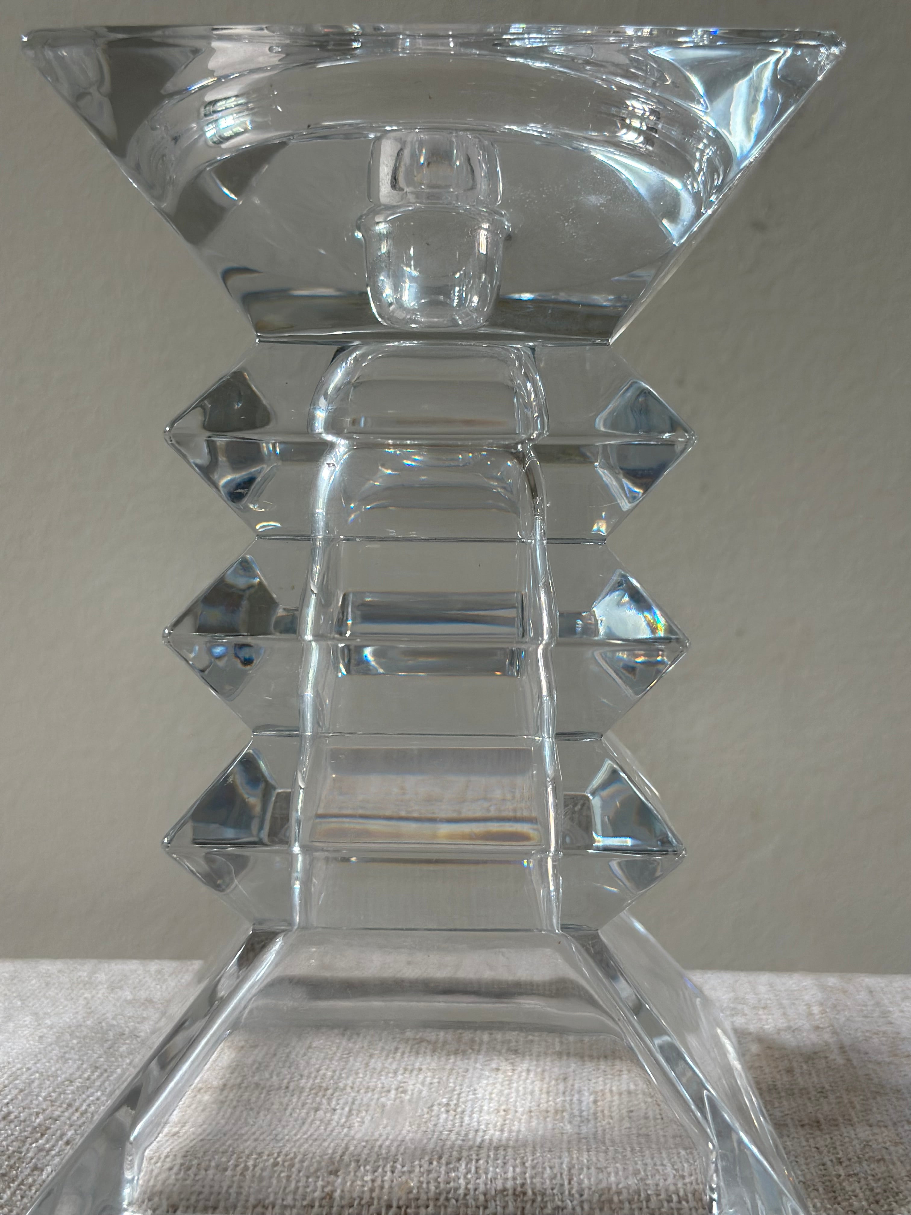 Vintage Zig Zag Crystal Candle Holders