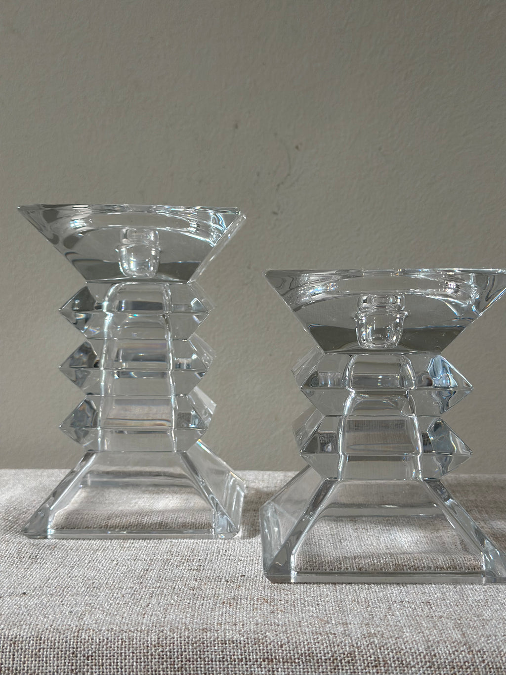 Vintage Zig Zag Crystal Candle Holders
