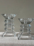 Vintage Zig Zag Crystal Candle Holders