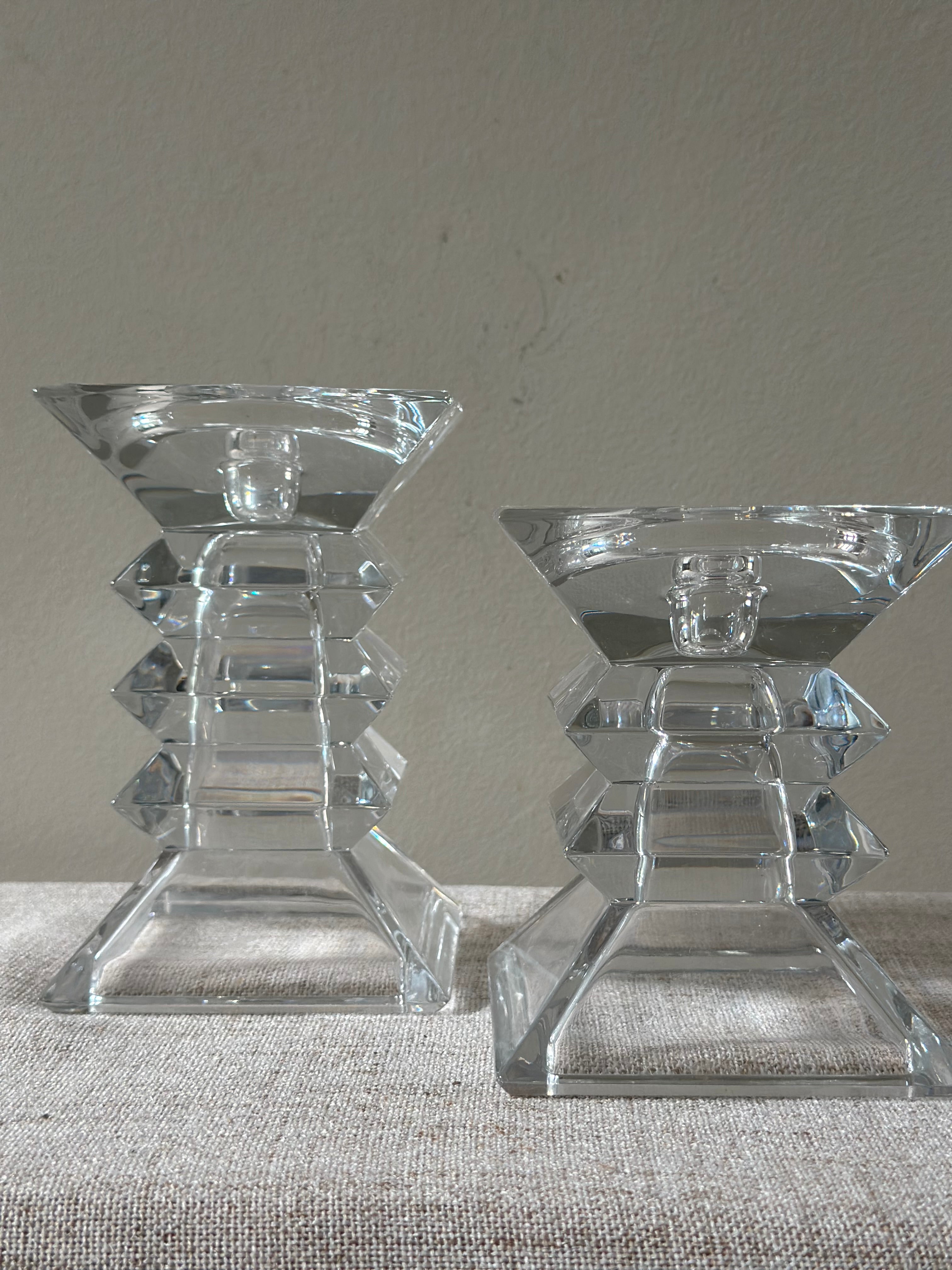 Vintage Zig Zag Crystal Candle Holders