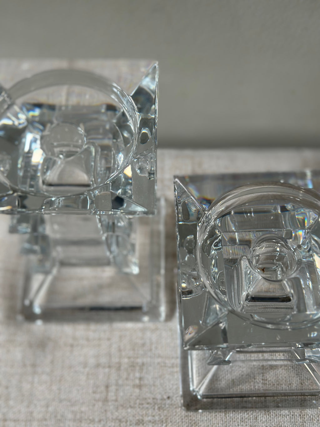 Vintage Zig Zag Crystal Candle Holders