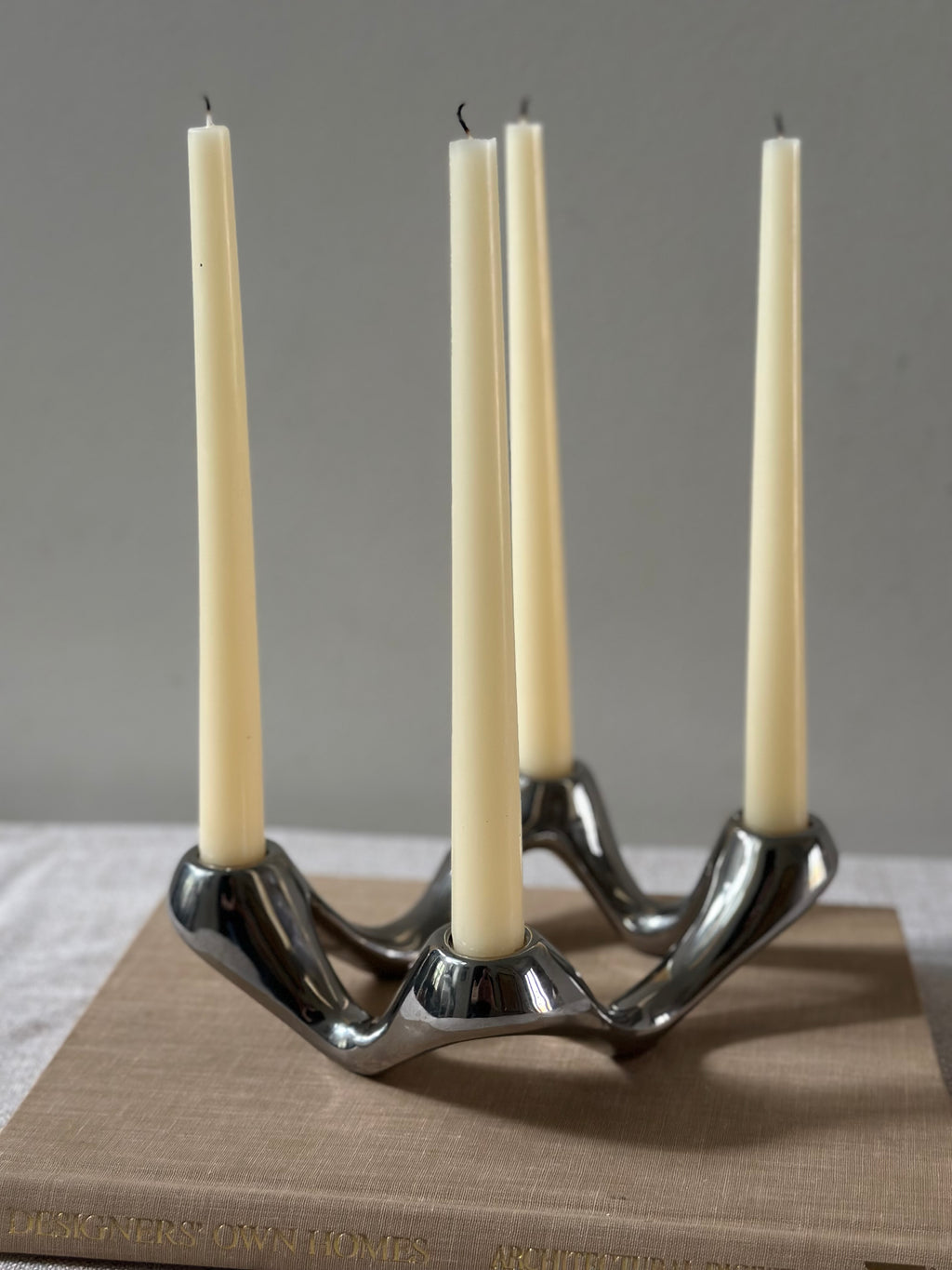 Chrome Sculptural Candle Holder