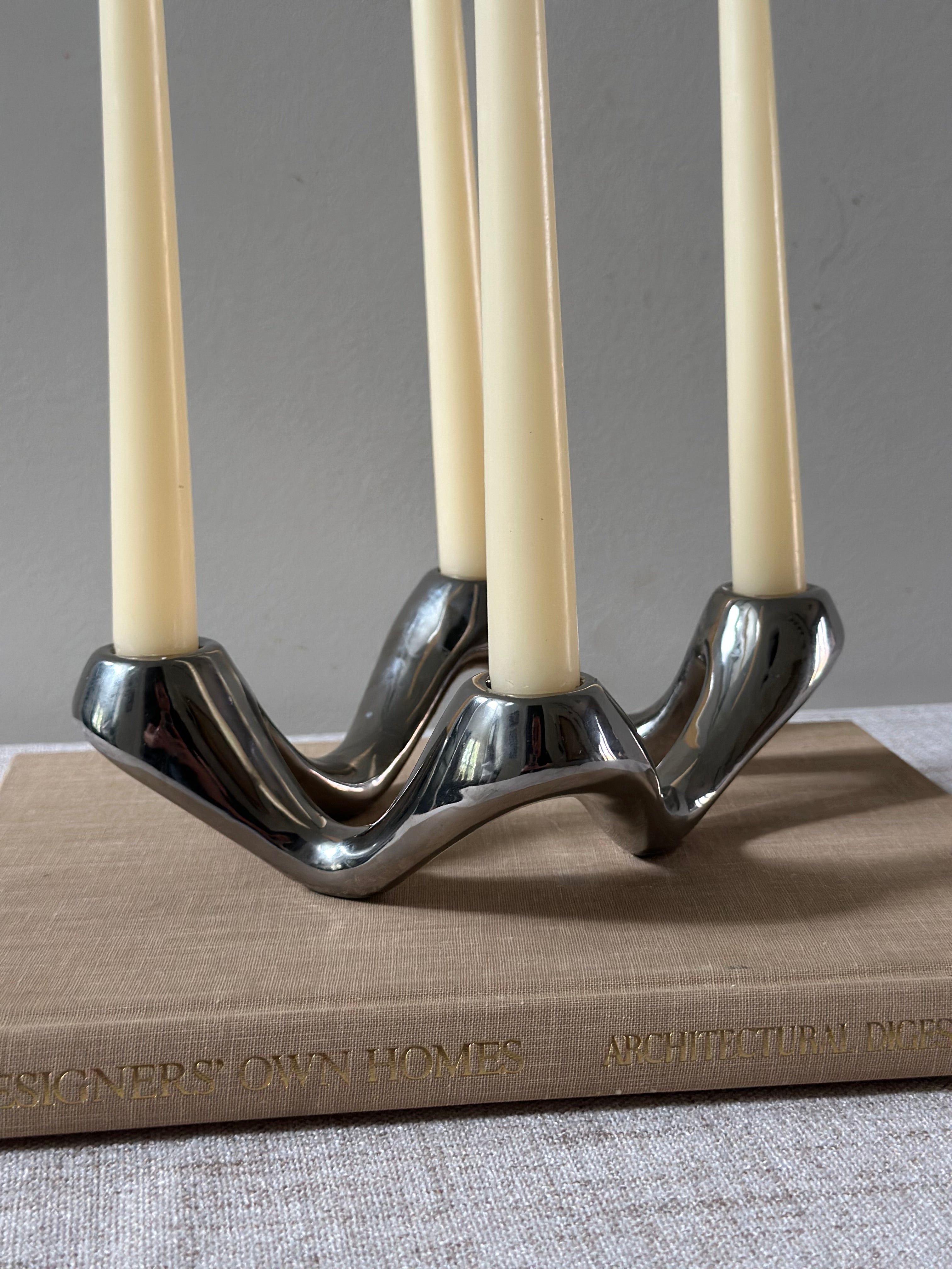 Chrome Sculptural Candle Holder
