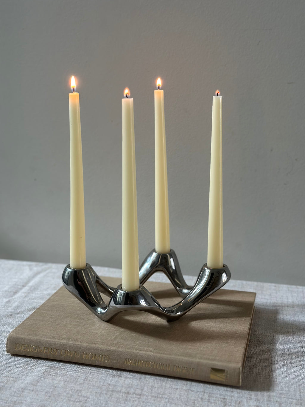 Chrome Sculptural Candle Holder