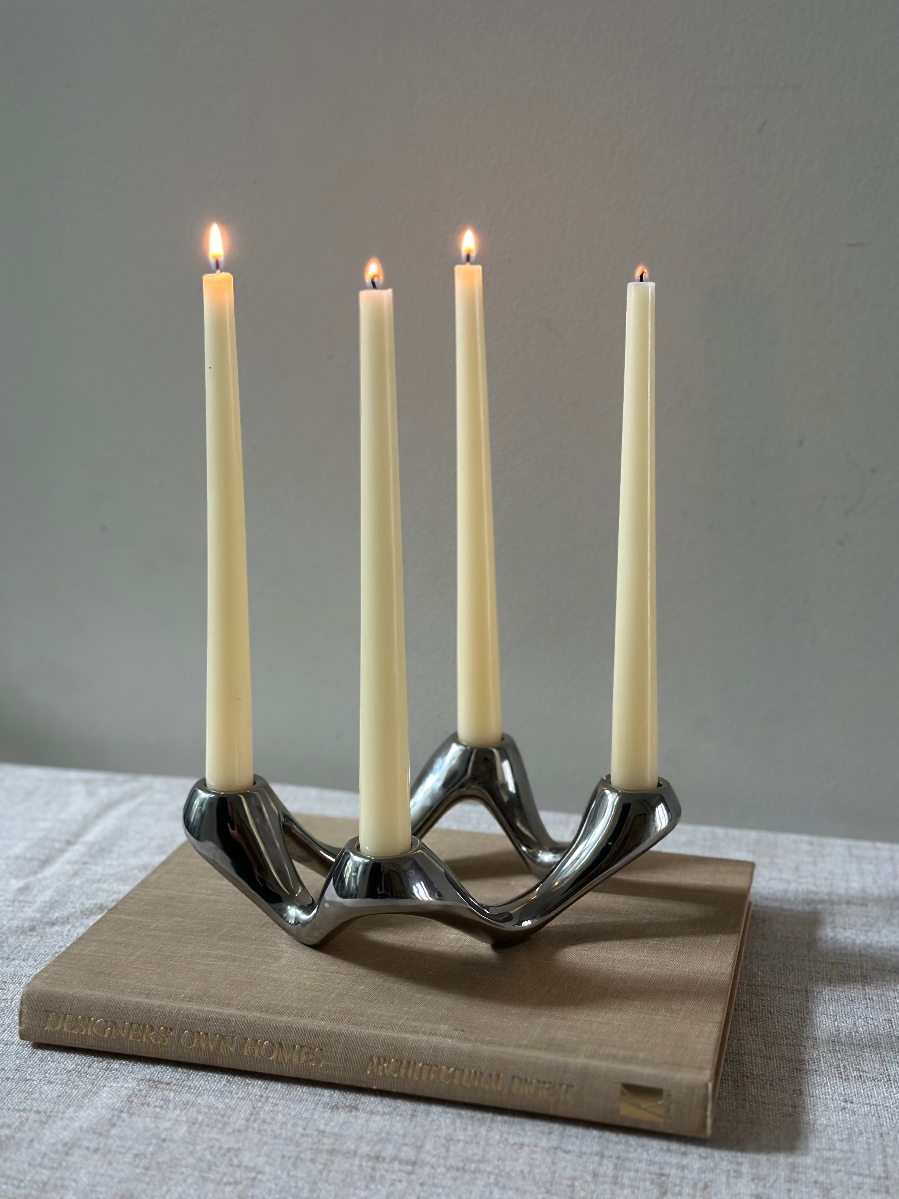 Chrome Sculptural Candle Holder